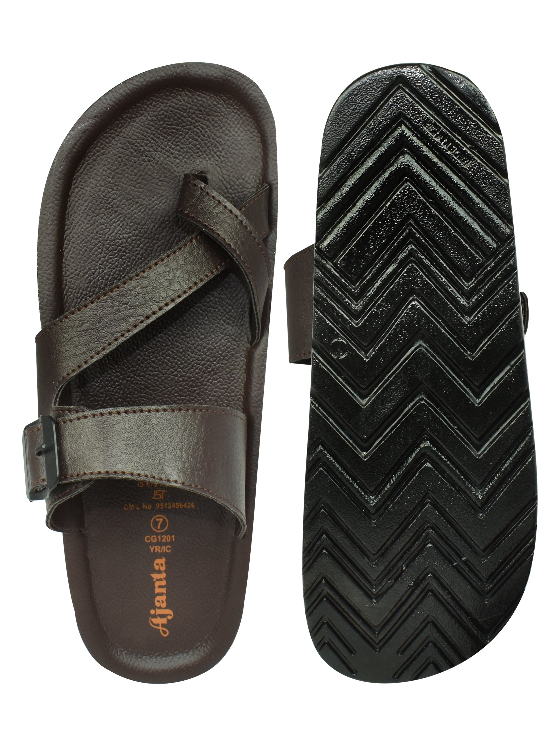 AJANTA Men's Brown Sandal | PU Poaring Upper | Durable Synthetic Sole | Lightweight & Comfortable Slippers EG3026