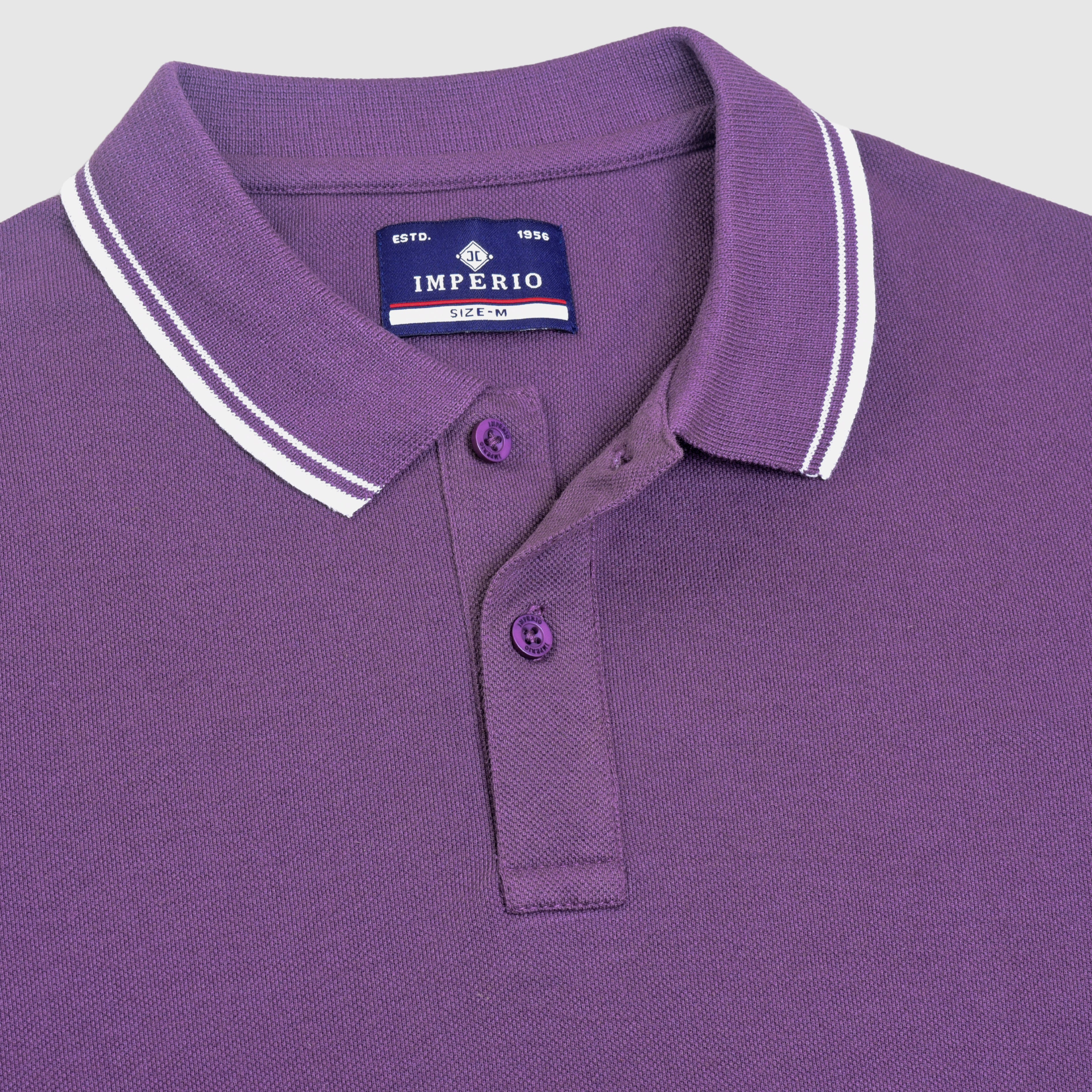 Imperio Men Solid Polo Neck Polyester Purple T-Shirt TC5007