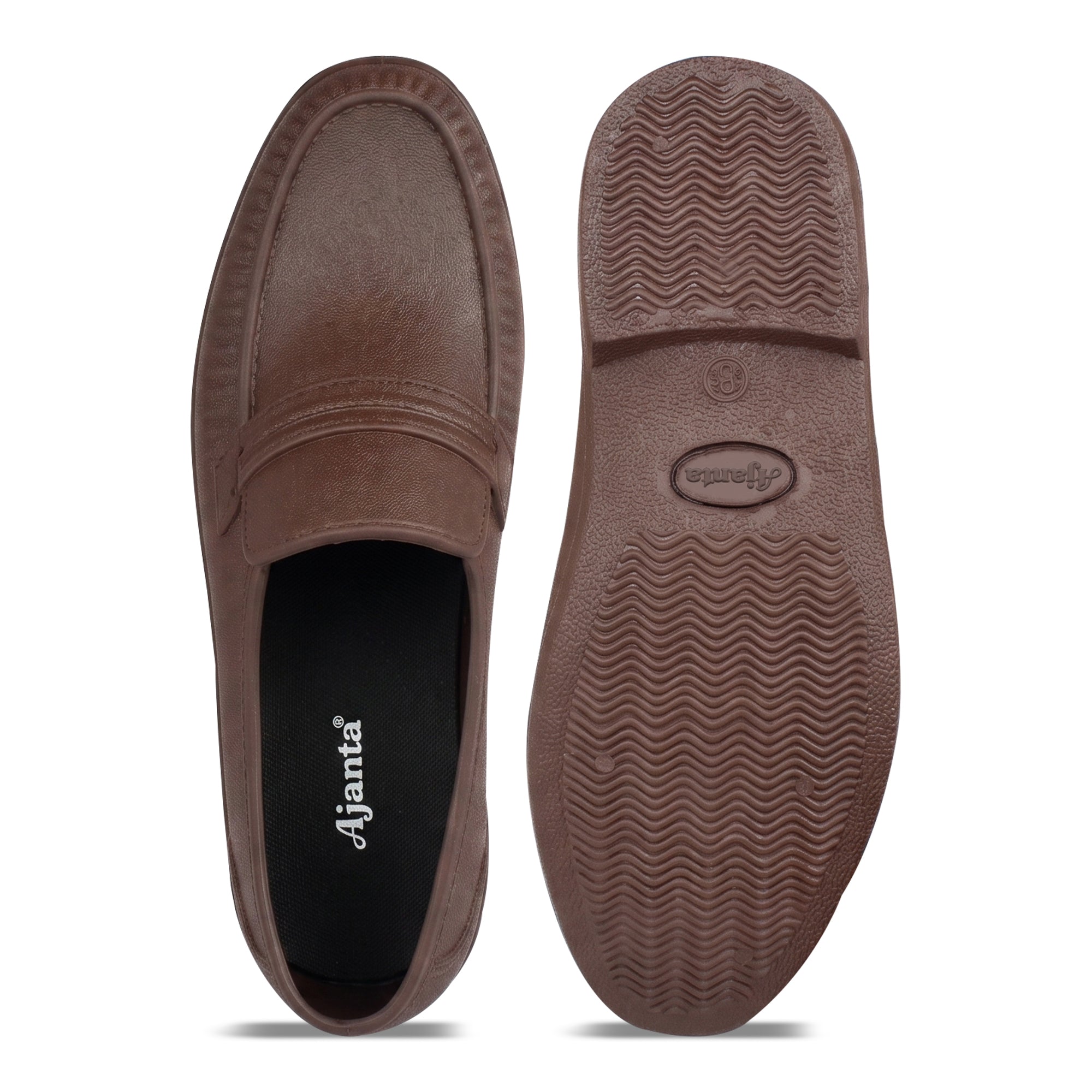 AJANTA Waterproof PVC Loafers Shoes for Men | Lightweight Slip-On Rain Shoes | Casual Monsoon Footwear | Moccasin Shoes Office, Travel, Driving & Daily Wear Rr
