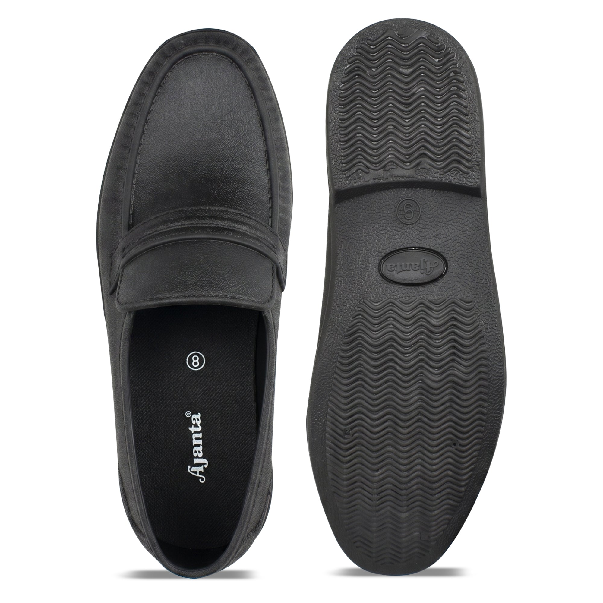 AJANTA Waterproof PVC Loafers Shoes for Men | Lightweight Slip-On Rain Shoes | Casual Monsoon Footwear | Moccasin Shoes Office, Travel, Driving & Daily Wear Rr