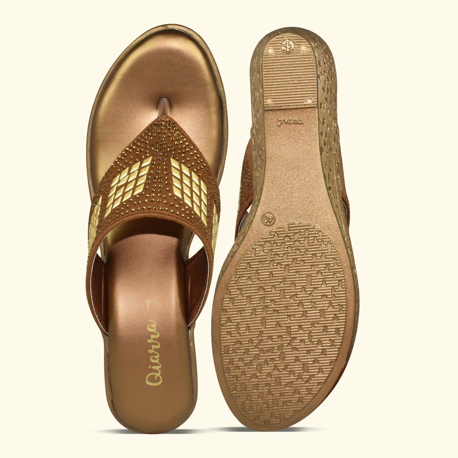 Qiarra Women's Shimmer Open Toe Wedge