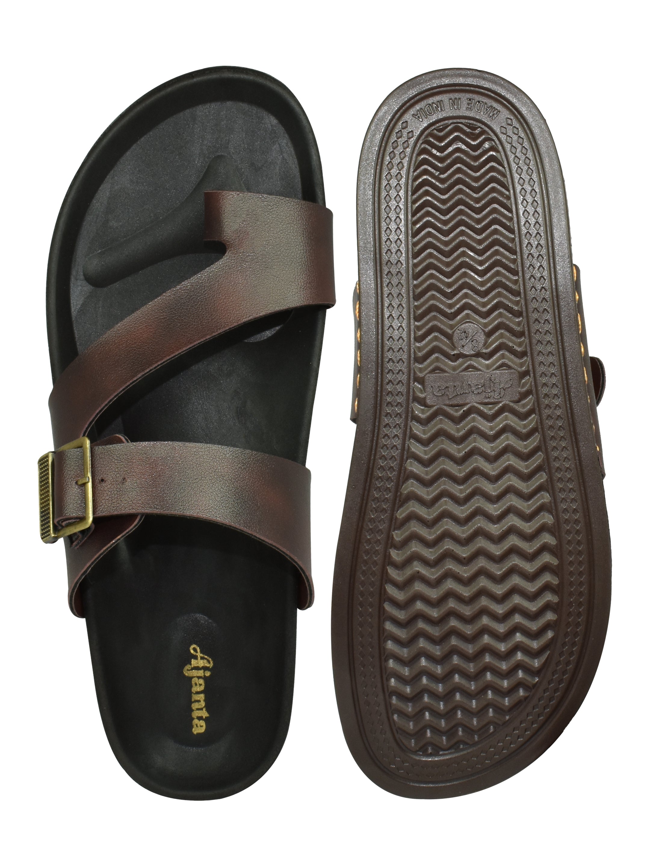 Ajanta Men’s Brown Double-Strap Sandals