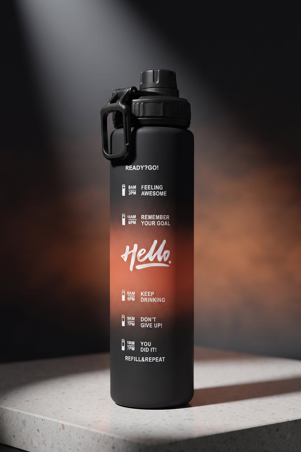 Ajanta 1L Motivational Sports Water Bottle | BPA Free Food Grade Plastic Leakproof Sports Sipper Bottle | Screw Lid with Carry Handle Time Marker Reusable Water Bottle for Gym, Office, School & Travel