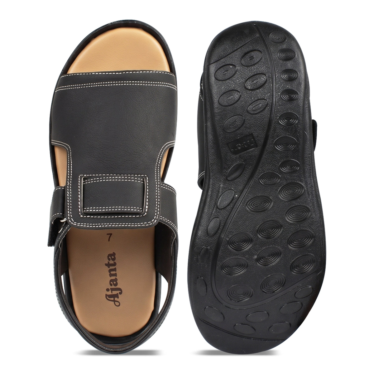 AJANTA Premium Adjustable Sandals For Men | Lightweight Breathable Walking Footwear | Comfortable Velcro Straps Sandal Cushioned Open Toe For Daily Wear Office, Travel, Outdoor & Ethnic Puja Sandals