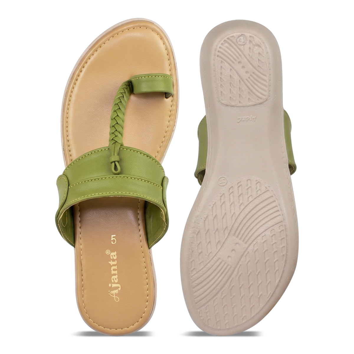 AJANTA Classic Kolhapuri Sandals For Women | Lightweight Handmade Toe Ring Ethnic Casual Flats Chappal | Durable Non-Slip Cushioned Comfortable Pvc Sole | Ladies Traditional Kolhapuri Footwear For Occasions