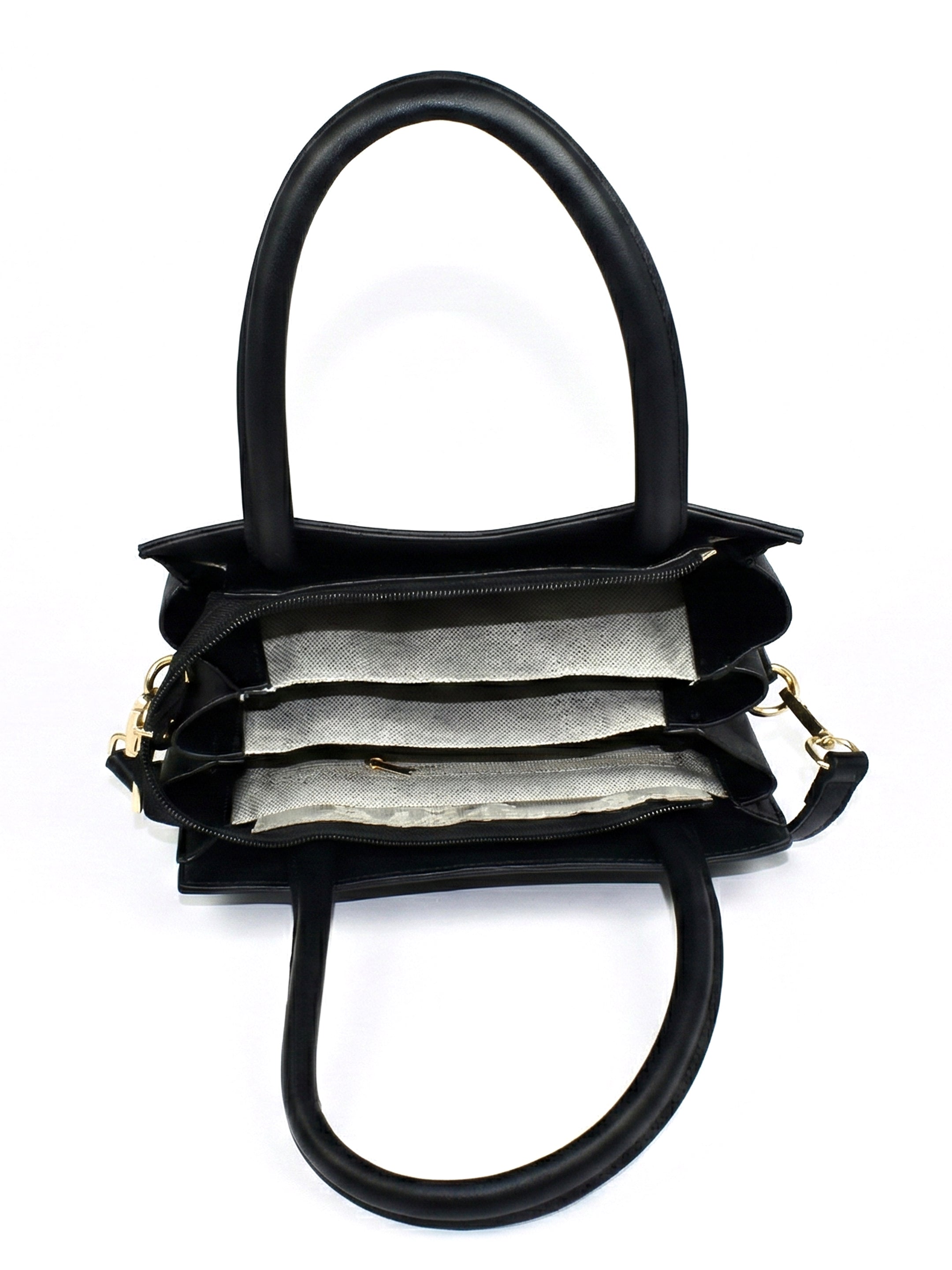 Ajanta Stylish Women’s Black Handbag with Detachable Sling Strap & Top Handle