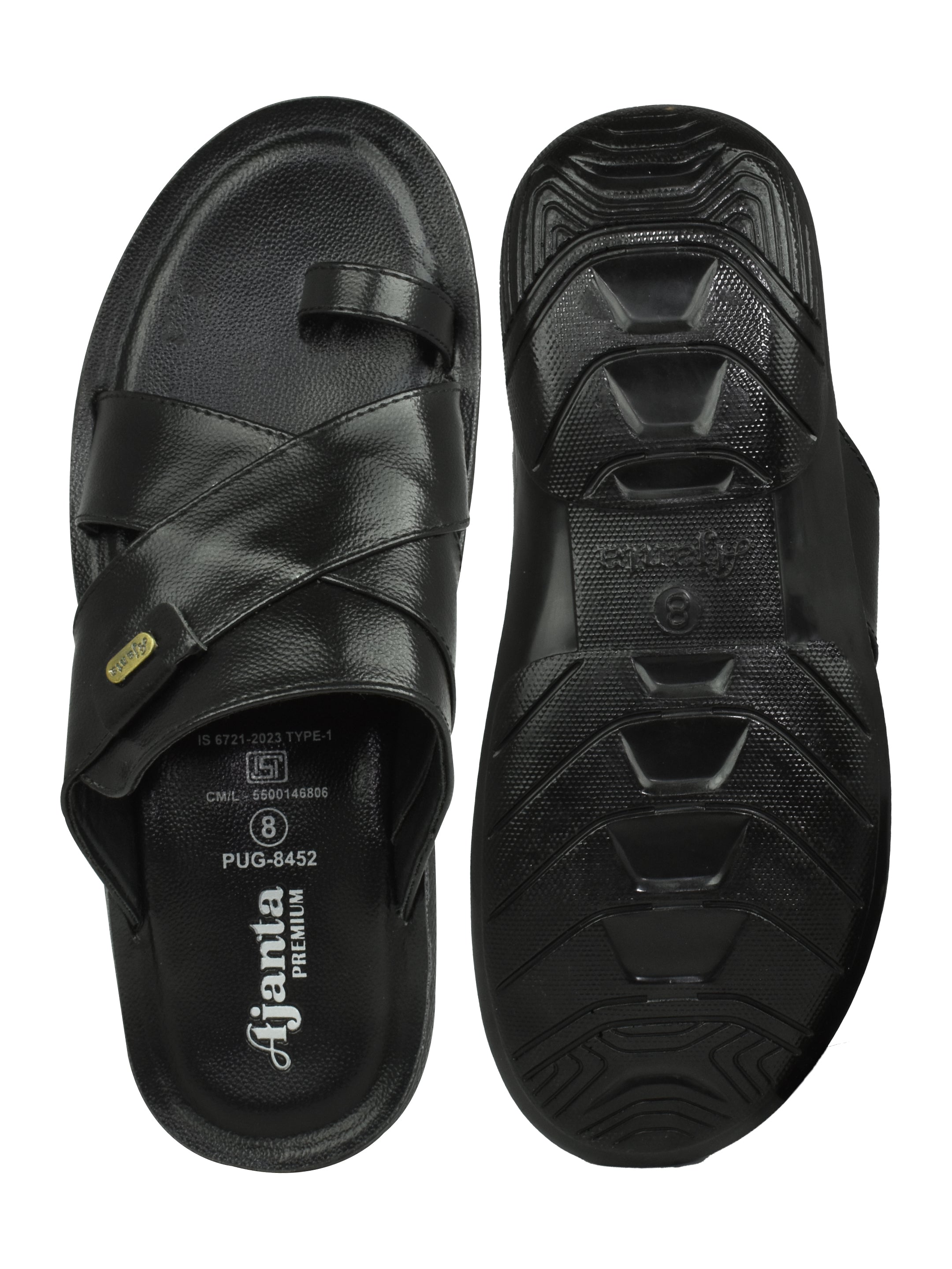 Ajanta Men’s Black Cross-Strap Sandal
