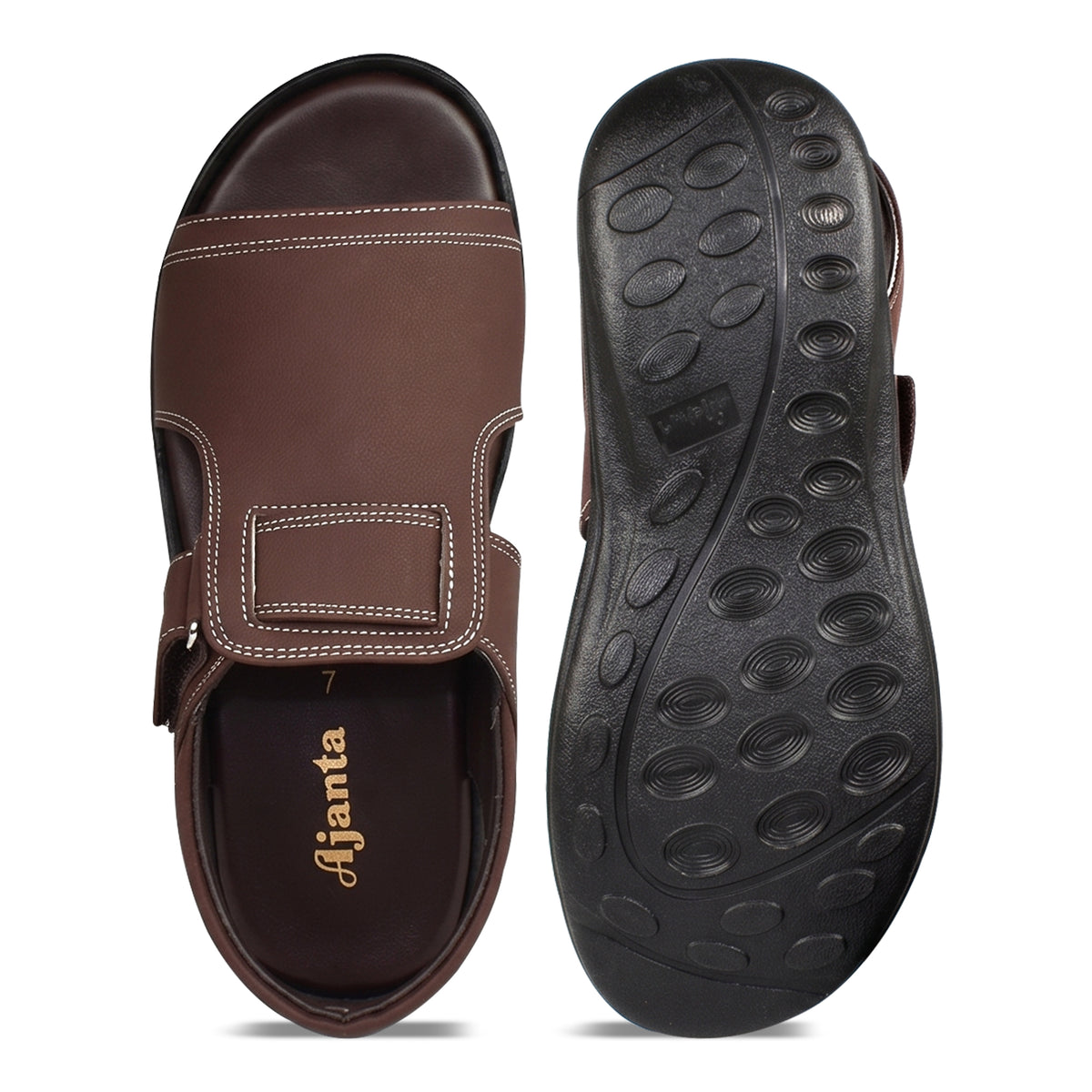 AJANTA Premium Adjustable Sandals For Men | Lightweight Breathable Walking Footwear | Comfortable Velcro Straps Sandal Cushioned Open Toe For Daily Wear Office, Travel, Outdoor & Ethnic Puja Sandals