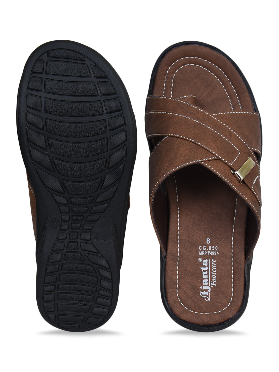 Ajanta Men’s Brown Slip On Comfort Sandals