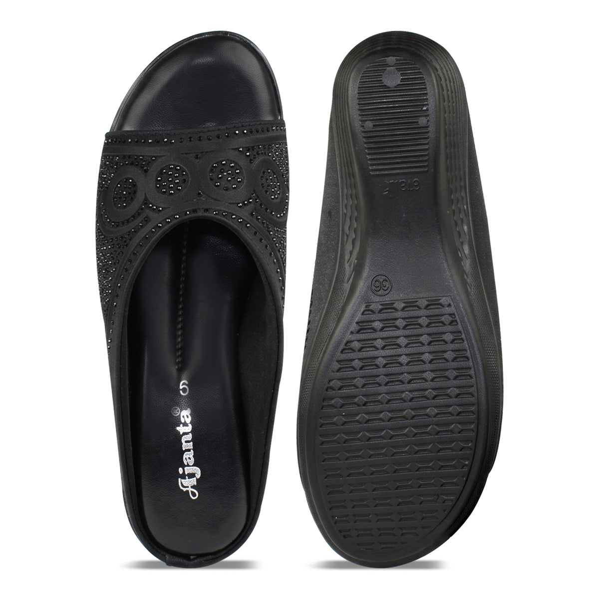 AJANTA Rhinestone Embellished Wedge Sandal for Women | Ethnic Toe Post Slip-On Casual Sandal | Girls Comfortable Heel Sandal | Lightweight Footwear For Occasions, Party, Festive, Office, Travel