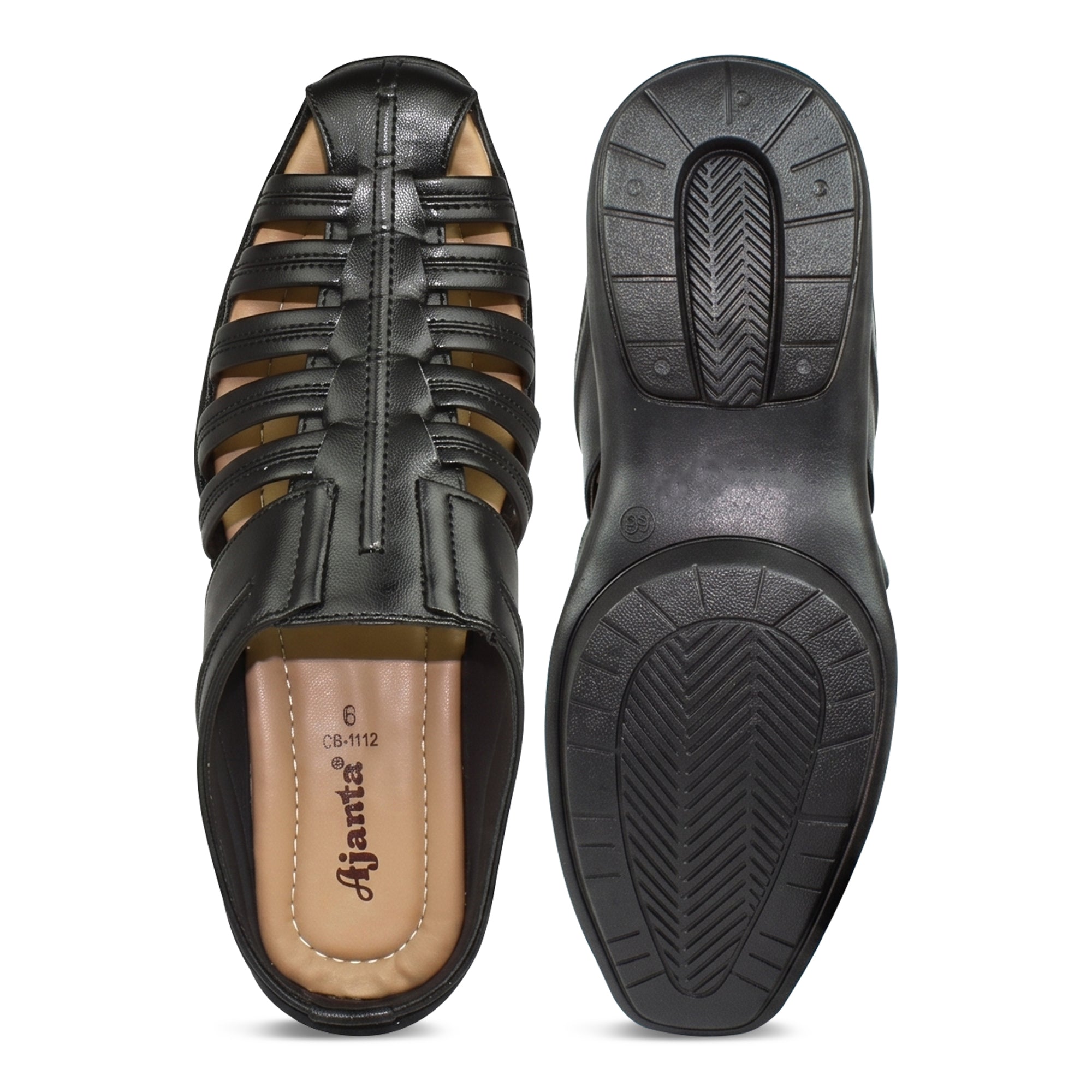 AJANTA Men's Premium Fisherman Sandals | Closed Toe Slip-On Casual Sandals | Lightweight Anti-Skid Comfortable, Breathable, Cushioned Grip Insole & Flexible Walking Sandals | Back Open Leather Look Daily Wear Office, Travel, Outdoor & Ethnic Puja Footwear
