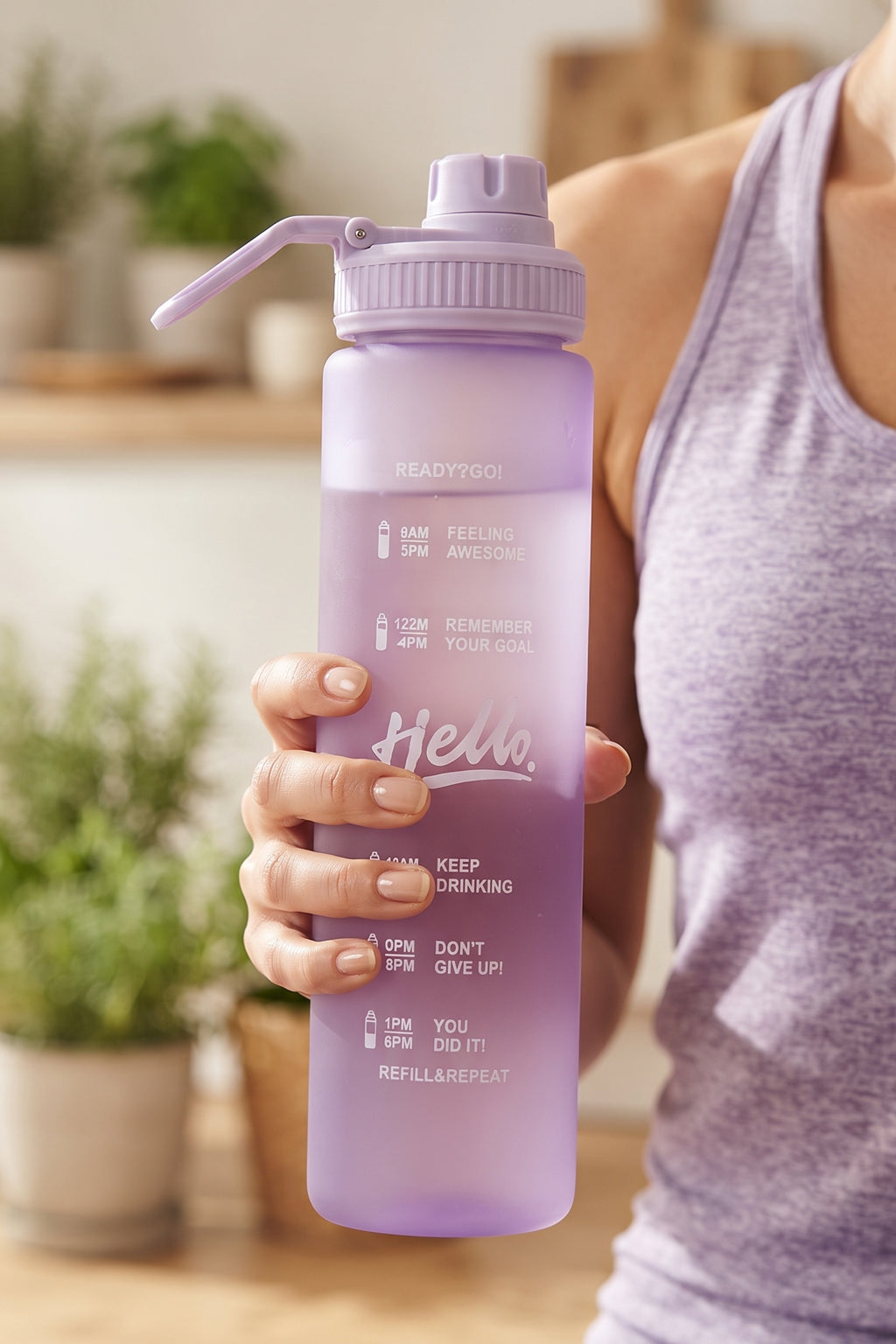 Ajanta 1L Motivational Sports Water Bottle | BPA Free Food Grade Plastic Leakproof Sports Sipper Bottle | Screw Lid with Carry Handle Time Marker Reusable Water Bottle for Gym, Office, School & Travel