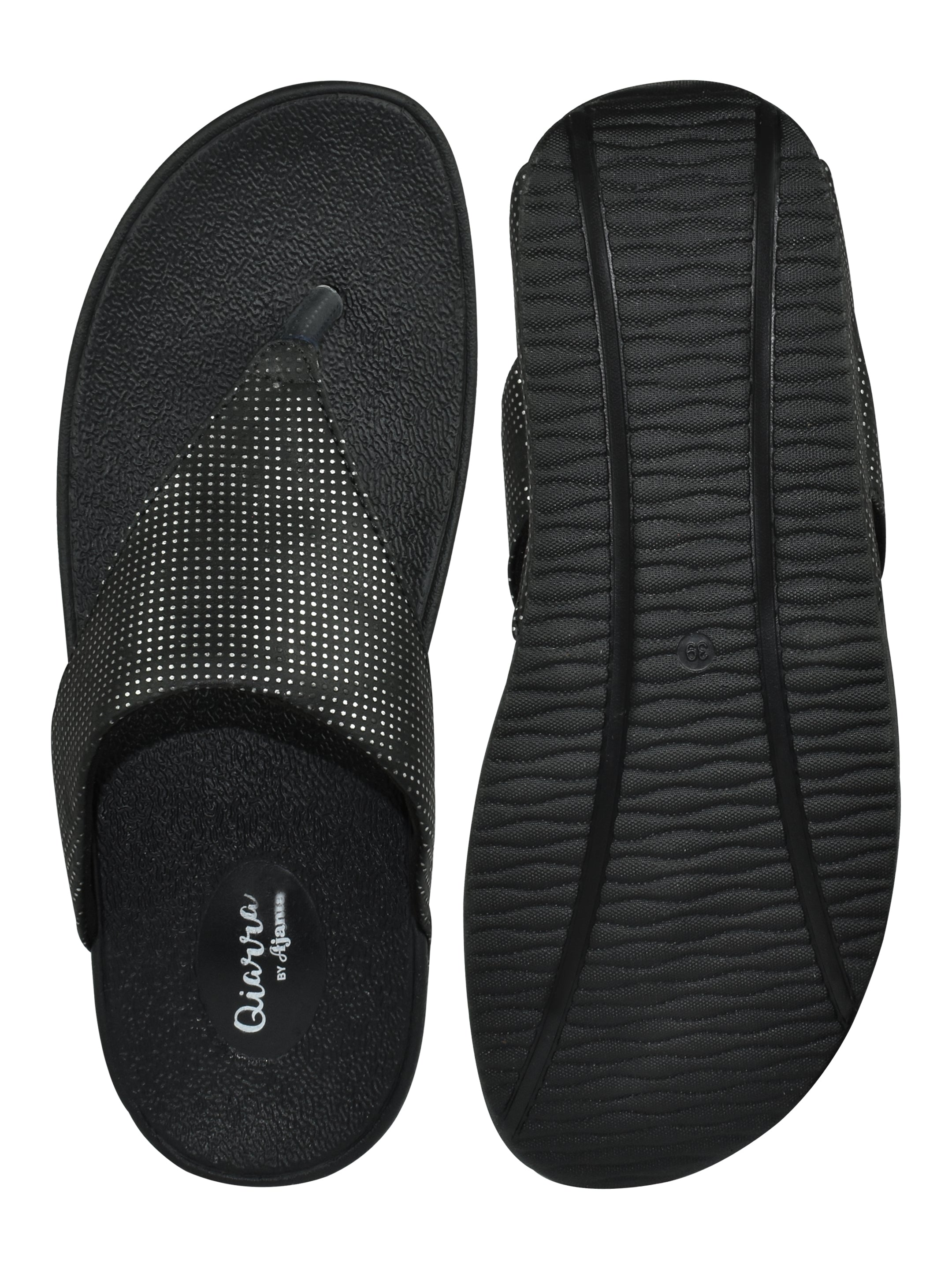 Ajanta Embellished Open Toe T-Strap Flats Sandal For Women