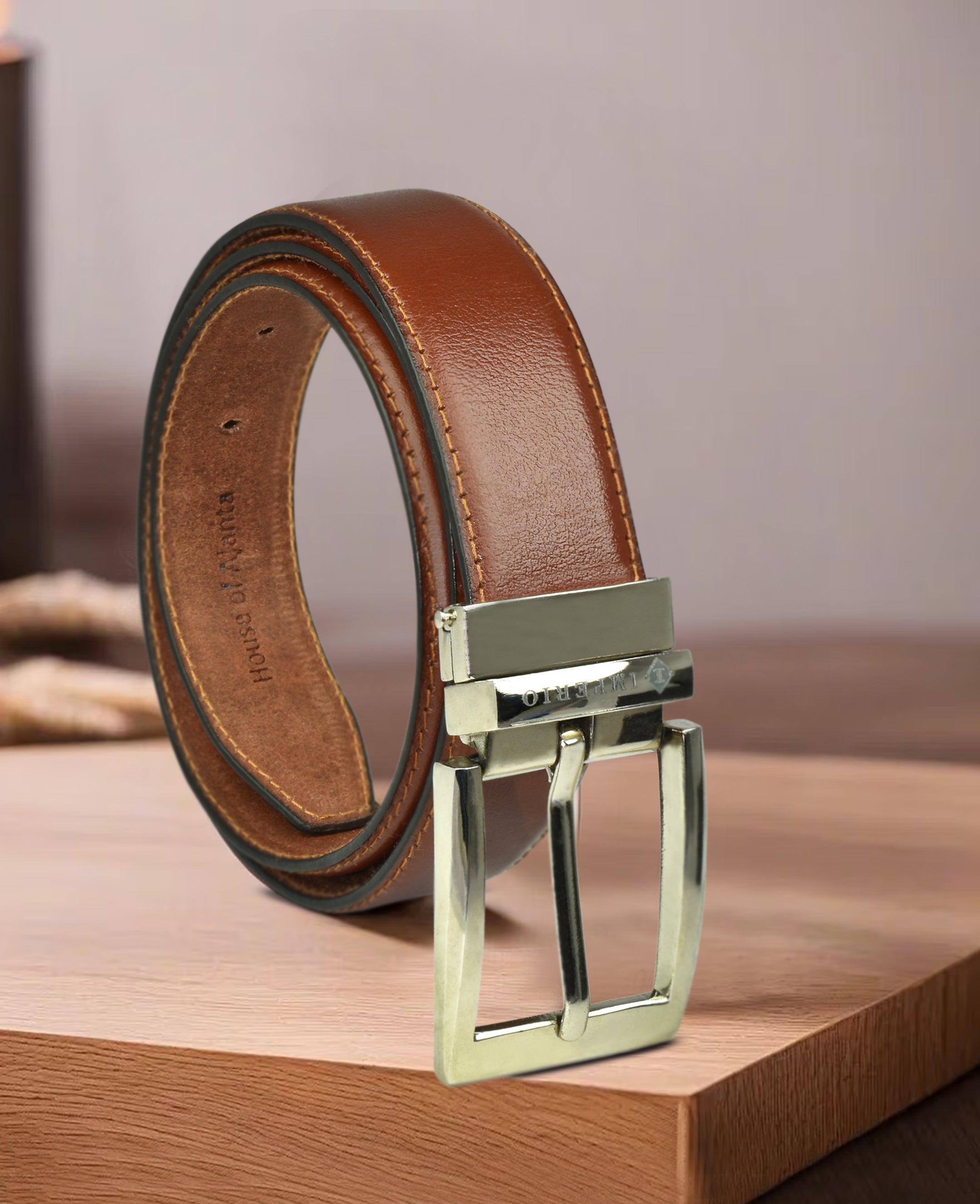 Imperio Genuine Leather Cognac Belt for Men โ Classic Formal & Casual Waist Belt