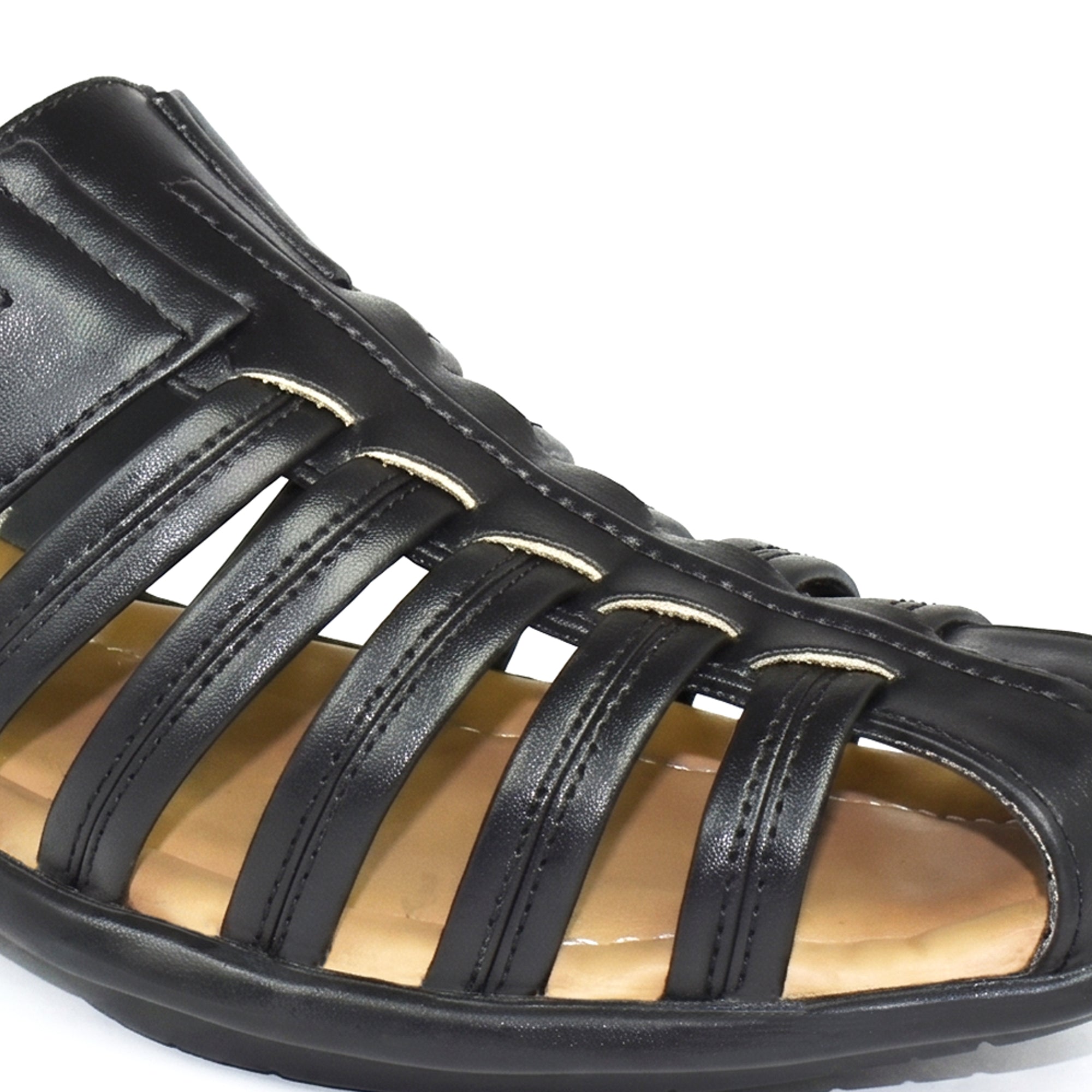 AJANTA Men's Premium Fisherman Sandals | Closed Toe Slip-On Casual Sandals | Lightweight Anti-Skid Comfortable, Breathable, Cushioned Grip Insole & Flexible Walking Sandals | Back Open Leather Look Daily Wear Office, Travel, Outdoor & Ethnic Puja Footwear