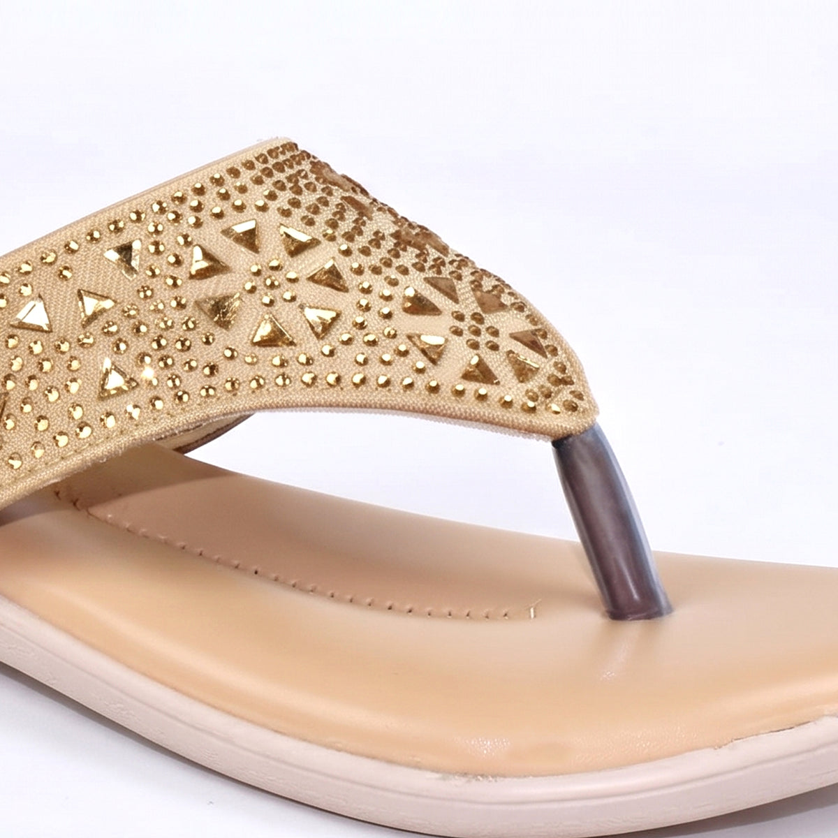 AJANTA Rhinestone Embellished Wedge Sandal for Women | Ladies Comfortable Sole Wedge Heel Sandal | Ethnic Toe Post Slip-On Casual Sandal | Lightweight Footwear For Party, Festive, Office, Outdoor