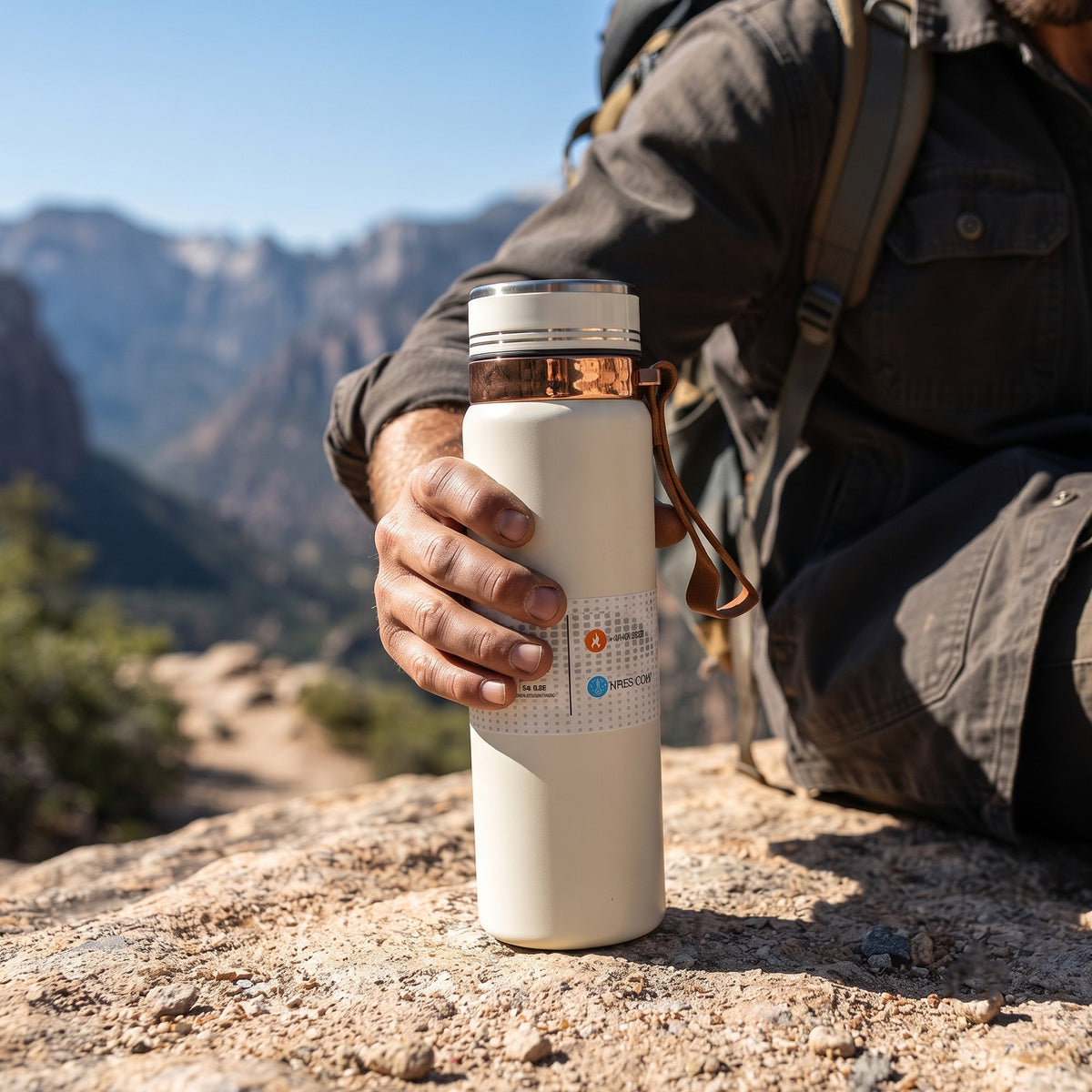 AJANTA 1 Litre Stainless Steel Water Bottle | Double Wall Vacuum Insulated Thermal Flask | 12H Hot & 24H Cold Retention | Leak Proof Water Bottle with Carry Strap, Inner Strainer & Matte Finish Drinking Bottle For Office, Gym & Travel