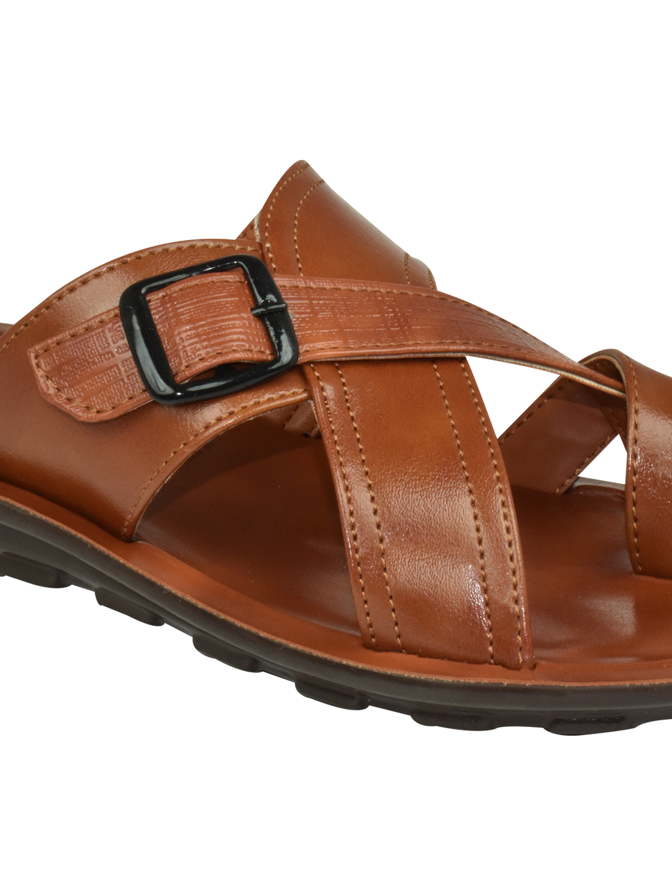 Ajanta Men’s Brown Cross-Strap Sandal