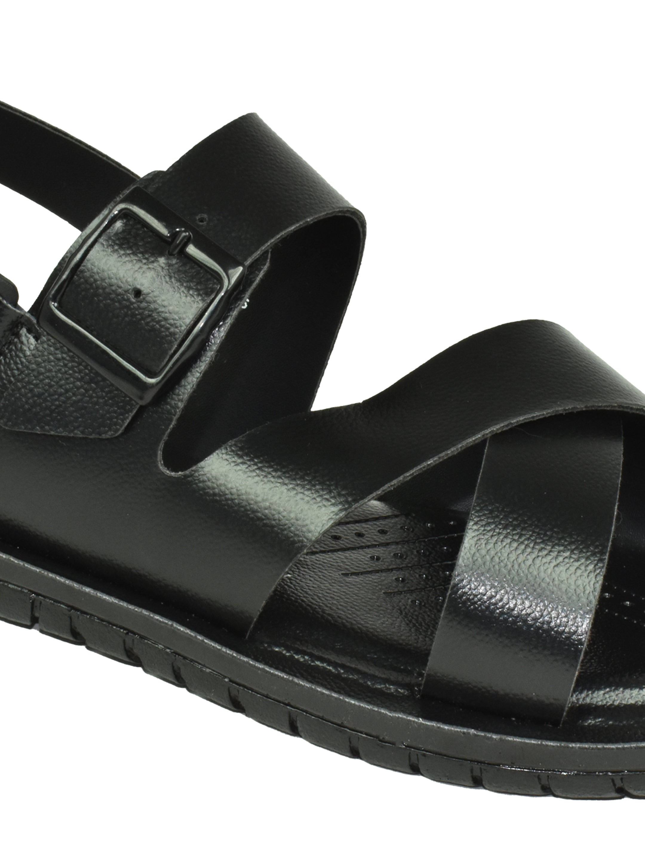 Ajanta Men’s Black Cross-Strap Sandal