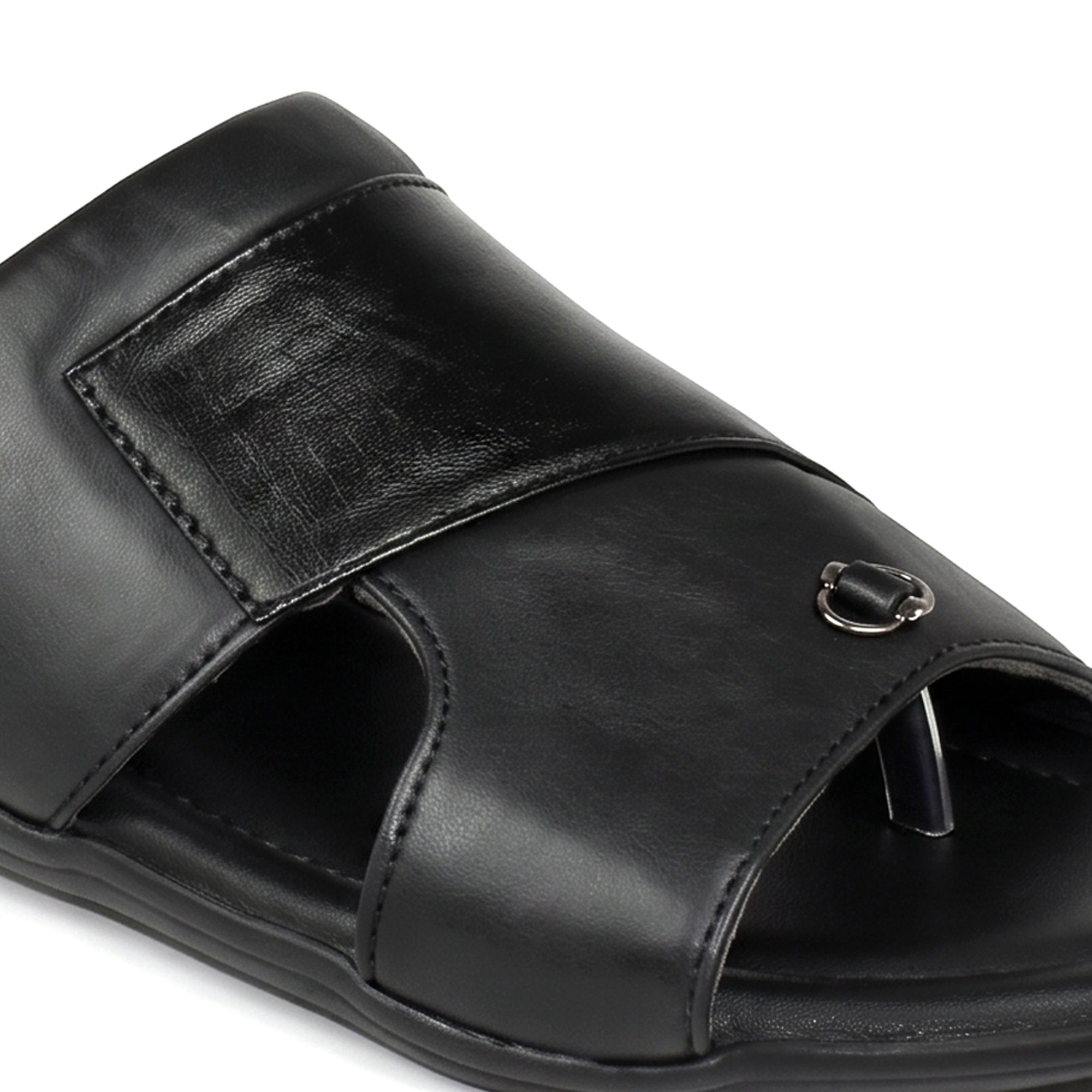 AJANTA Men Cushioned Comfort Sandals | Soft Sole | Everyday Use (Black)
