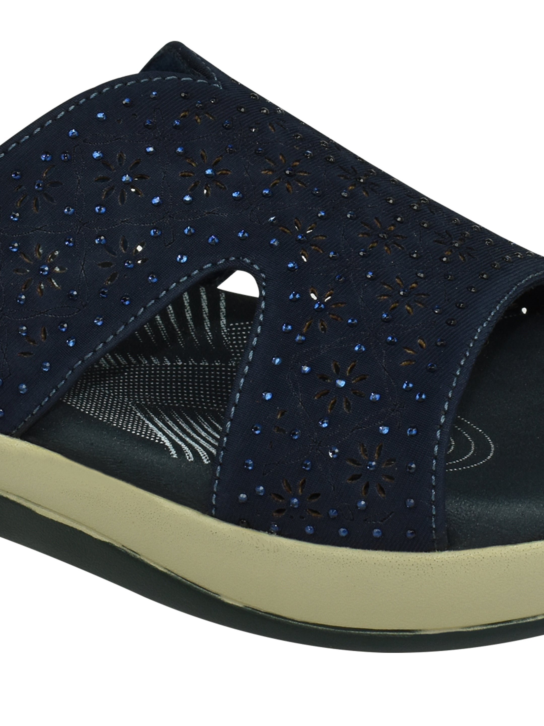 QIARRA Women’s Navy Embellished Sandals