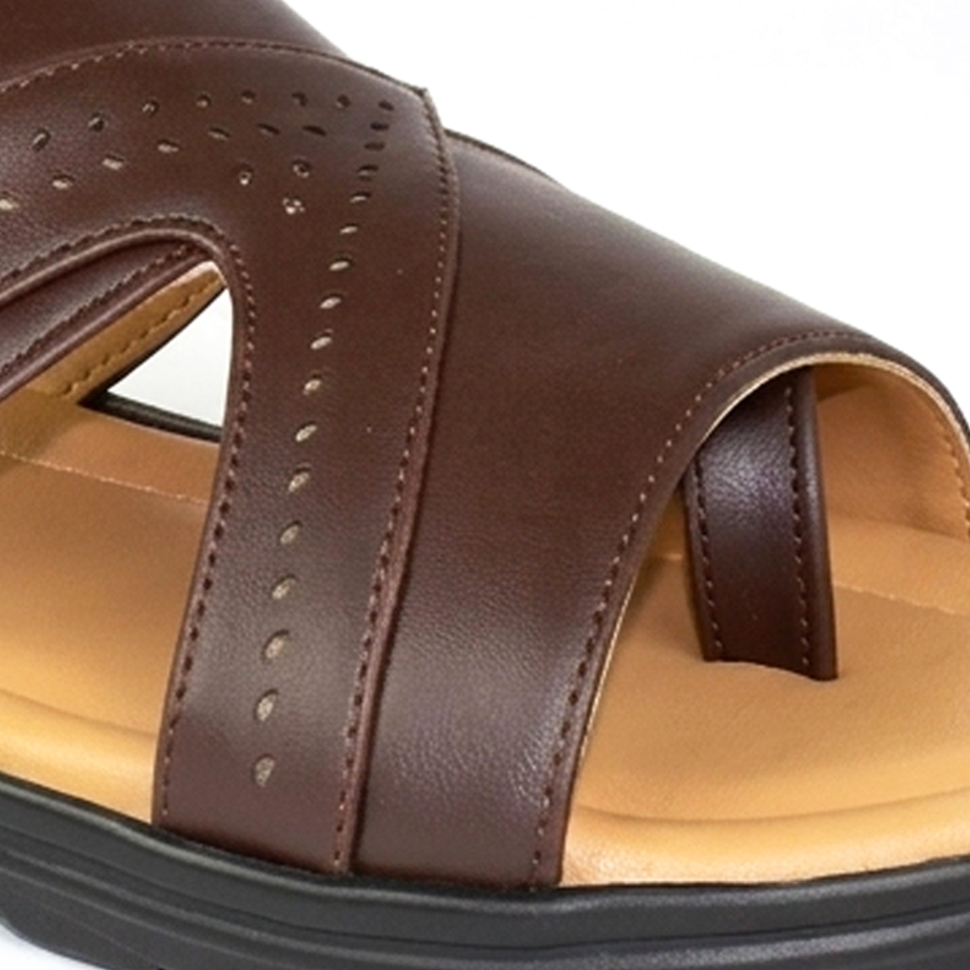 AJANTA Men's Velcro Sandals | Adjustable Strap | Durable & Lightweight Design (Brown)
