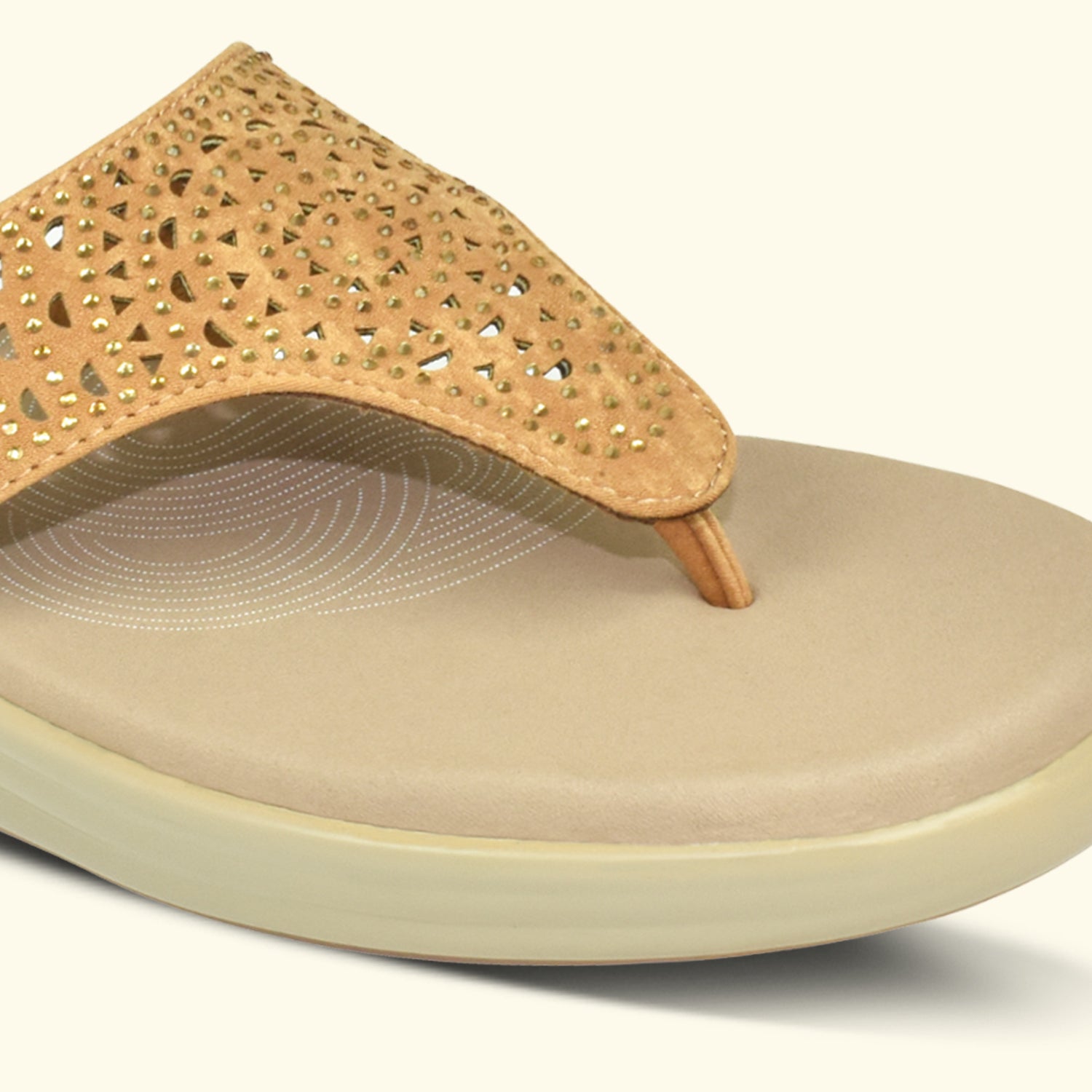 Qiarra Beige T-Strap Wedge Sandal