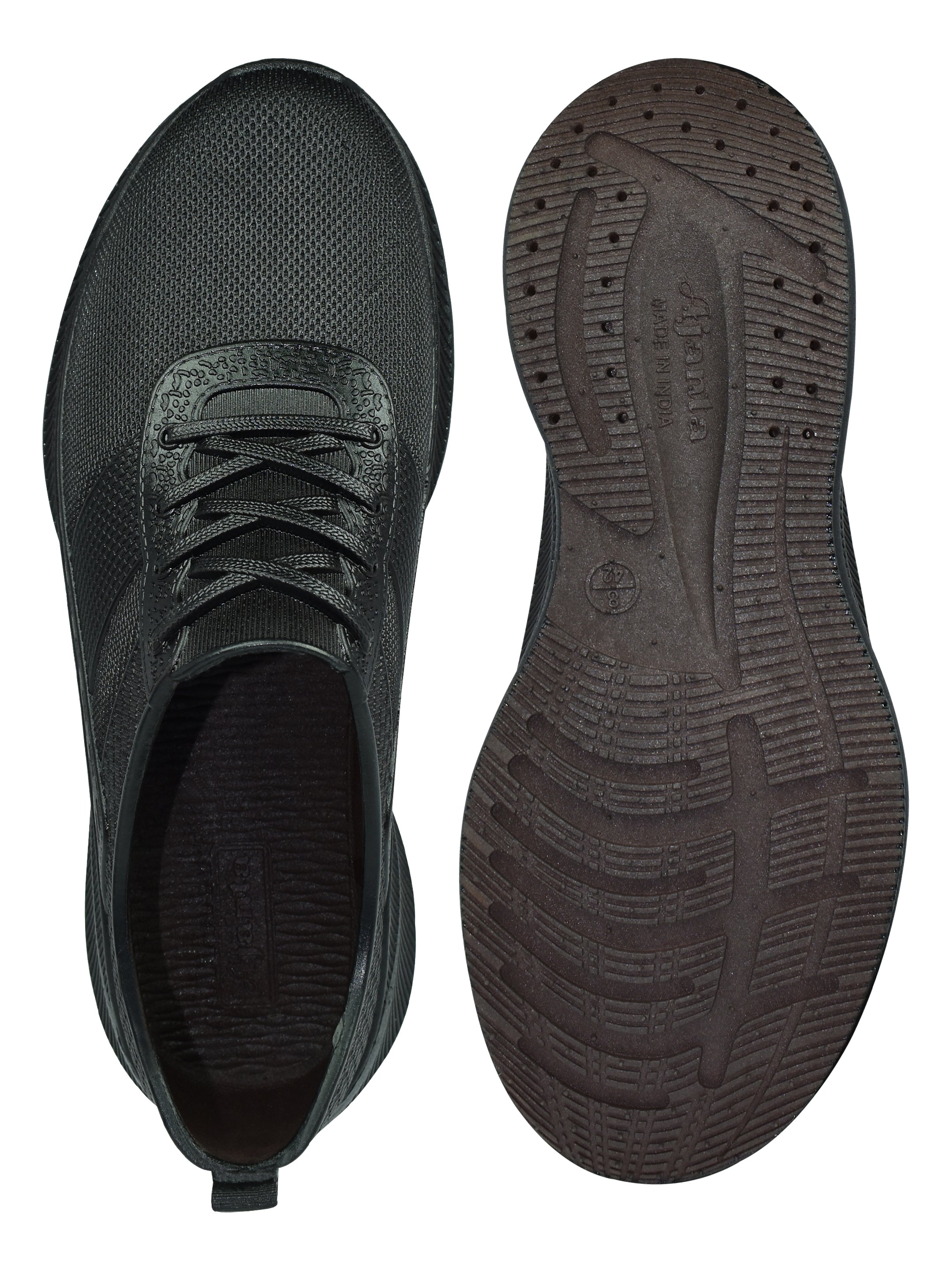 Ajanta Men’s All-Black Slip-On Casual Shoe with Cushioned Comfort & Anti-Slip Sole