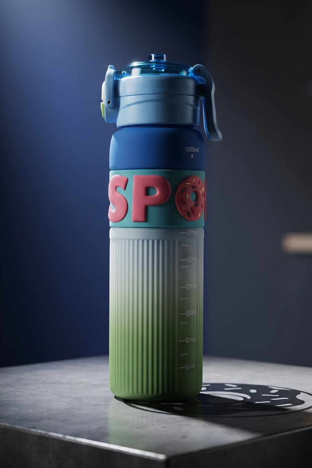Ajanta Sports Water Bottle with Straw 1000ml | BPA Free Plastic Leakproof Sipper Bottle | One Click Flip Top Lid with Safety Lock & Carry Handle | Time Marker for Gym, Workout, School, Office, Fitness, Travel & Outdoor For Kids, Women & Men