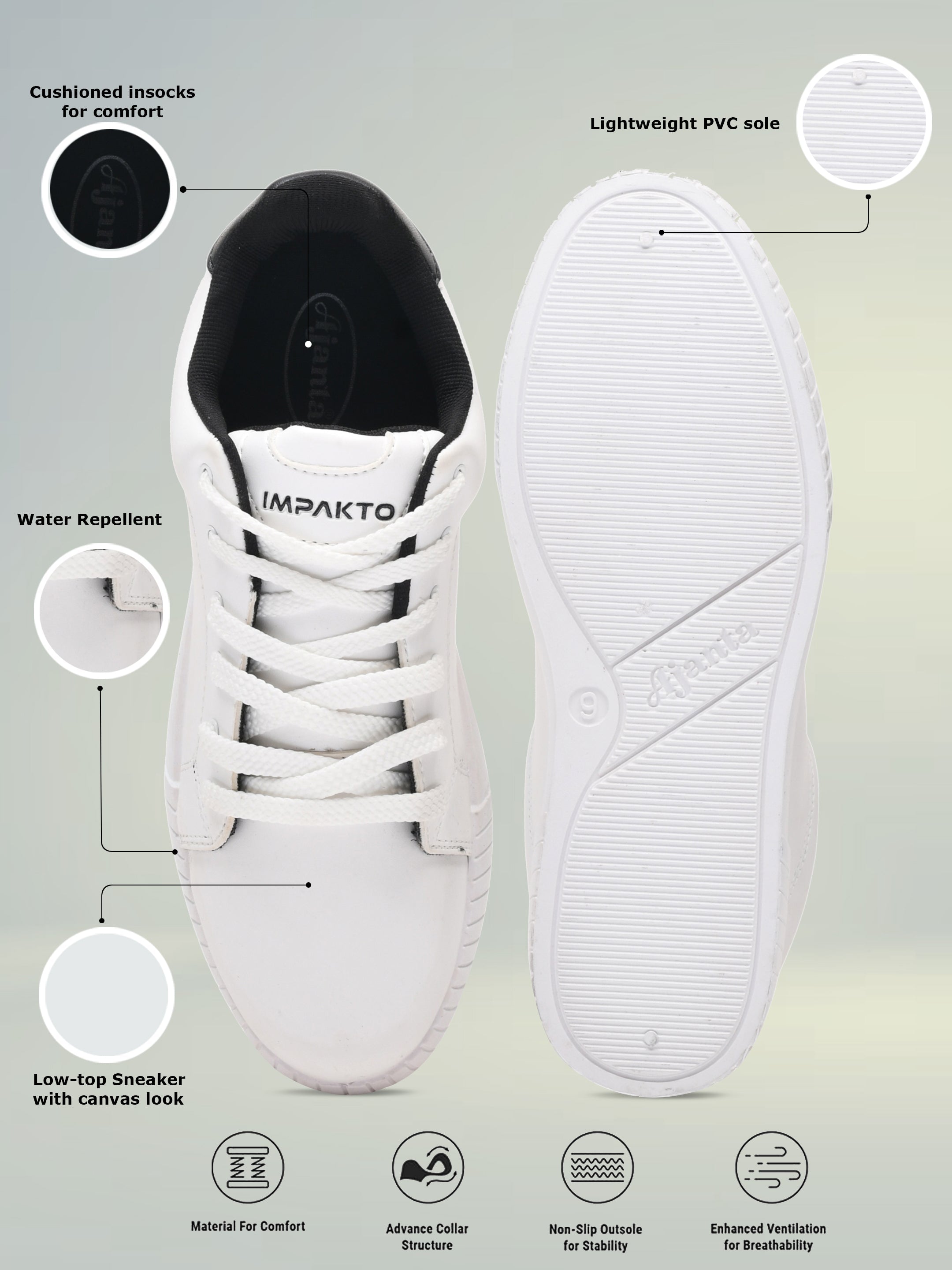 Impakto Dawn Water-Repellent Sneakers for Men – Lightweight & Slip-Resistant AS3282