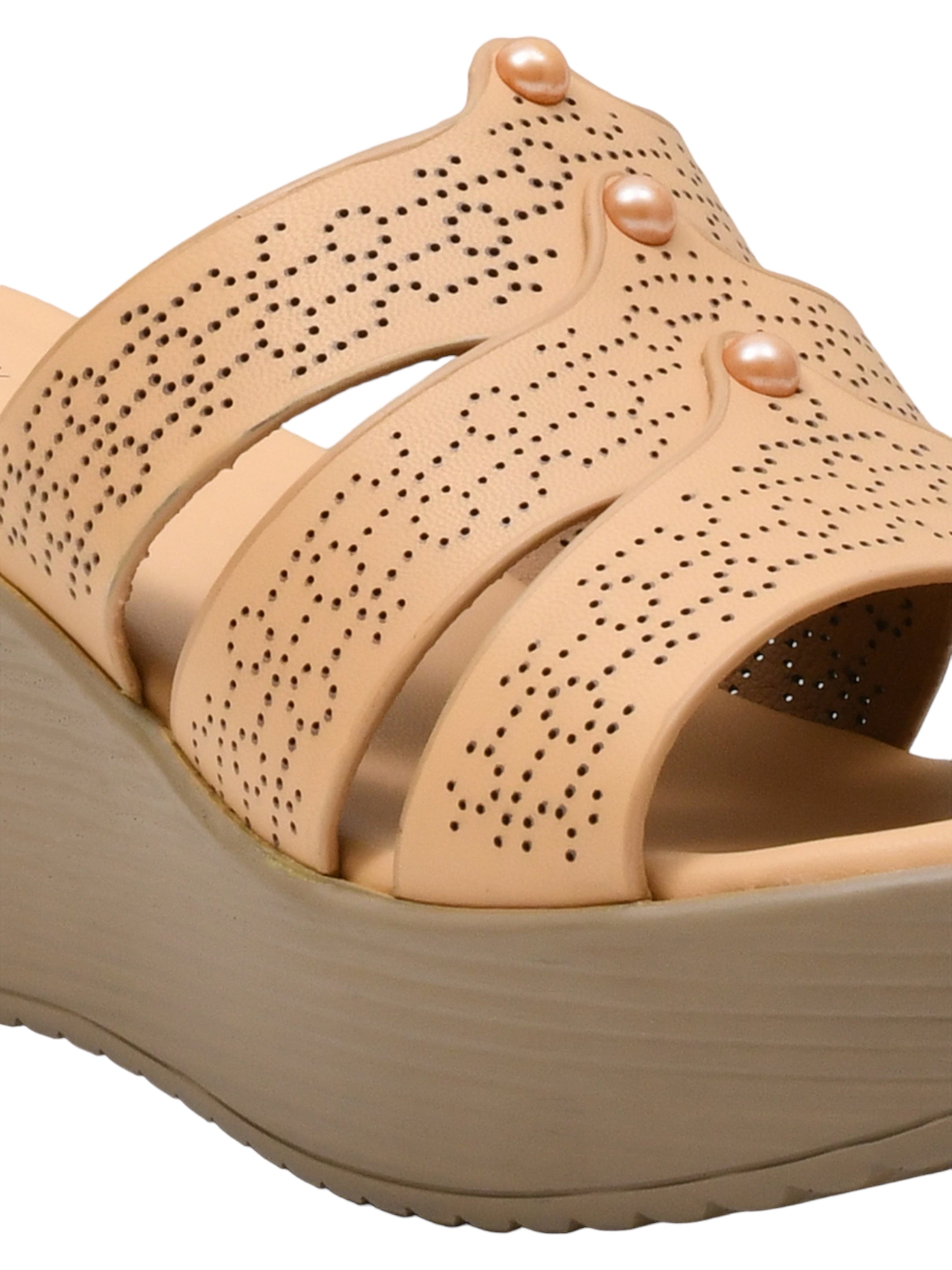 QIARRA by Ajanta Women’s Beige Wedge Sandals
