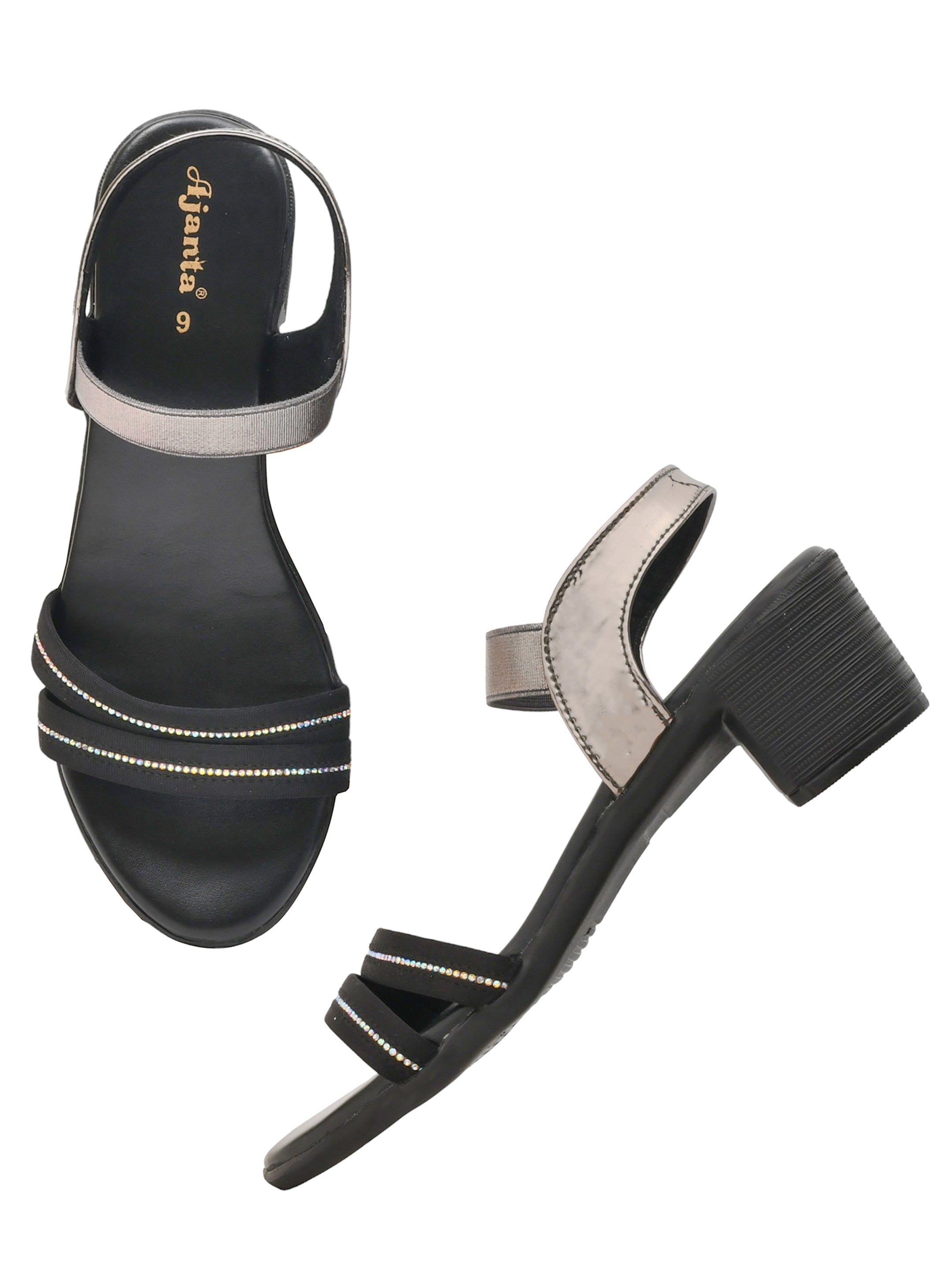 Ajanta Women Heel Sandal / Heels with Anti-Skid Sole / Trendy Design with Secure Grip for Daily Use EL4007