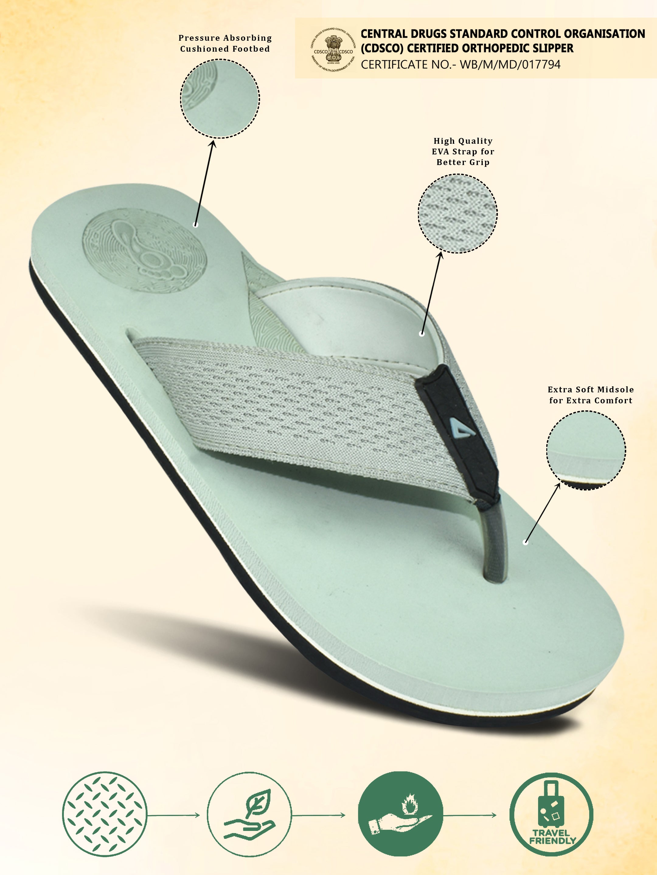 Ortho Cheer Men's Orthopedic and Diabetic Friendly Super Soft, Lightweight & Comfortable Slipper AO2006