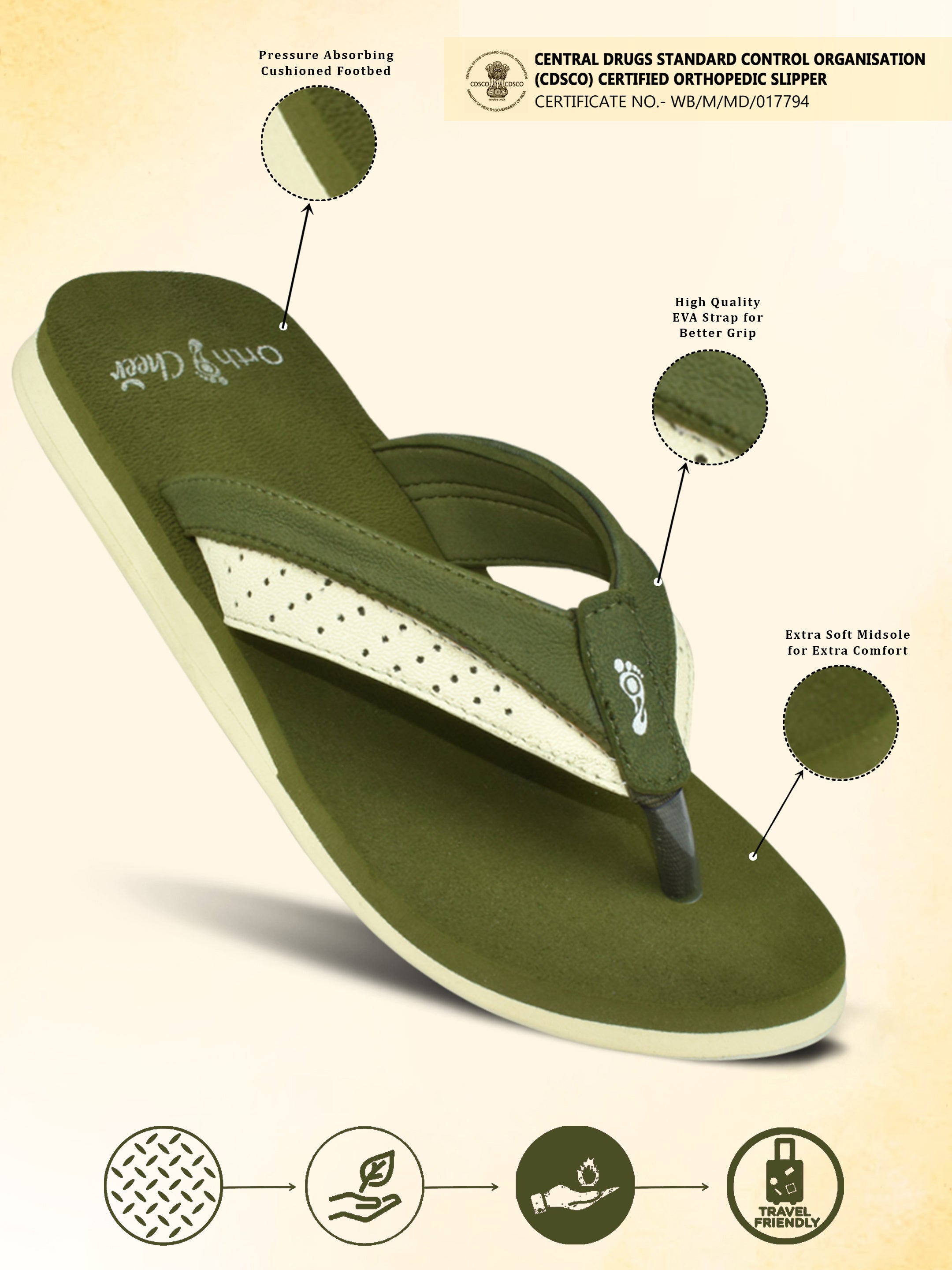 Ortho Cheer Men's Orthopedic & Diabetic Friendly Soft, Lightweight & Super Comfort Casual Slippers