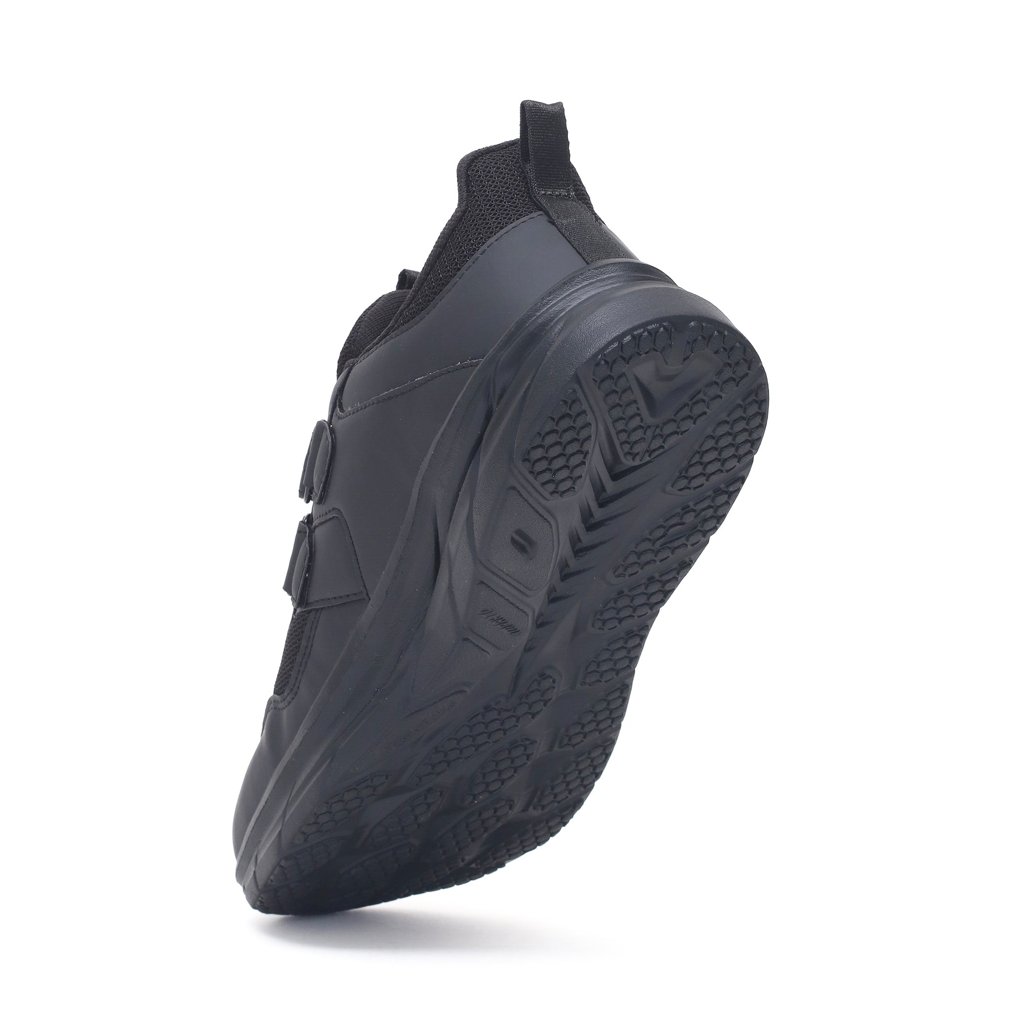 Impakto Study Soles Black Child/Kids/Adults Velcro Daily Use School Shoes, Soft Cushion, Dust proof upper, Soft padded in socks for all day comfort AS3219