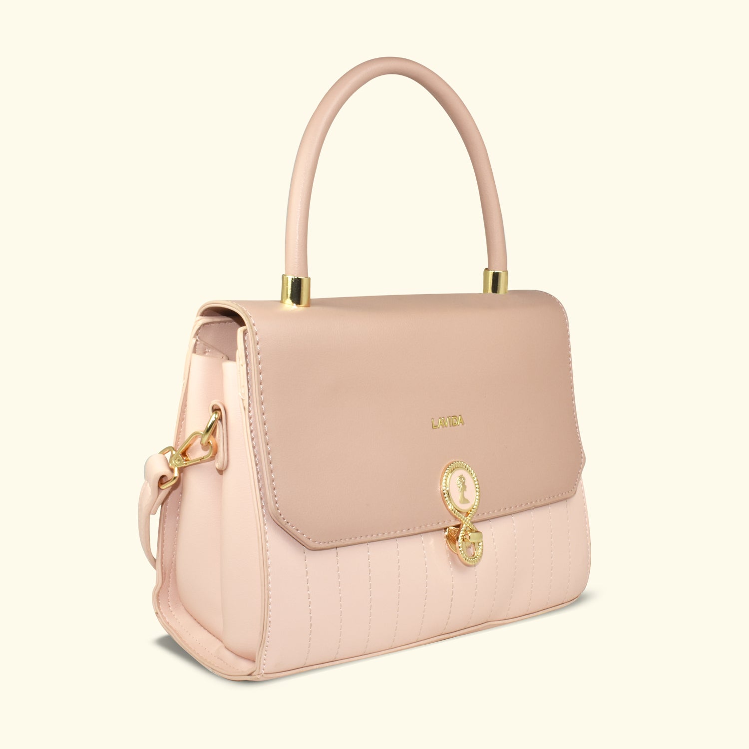 QIARRA by Ajanta Peach Synthetic Sling Bag for Women | 2 Compartments | Buckle Lock | Zipper Chains | Handle Detachable Sling Strap-VB8019