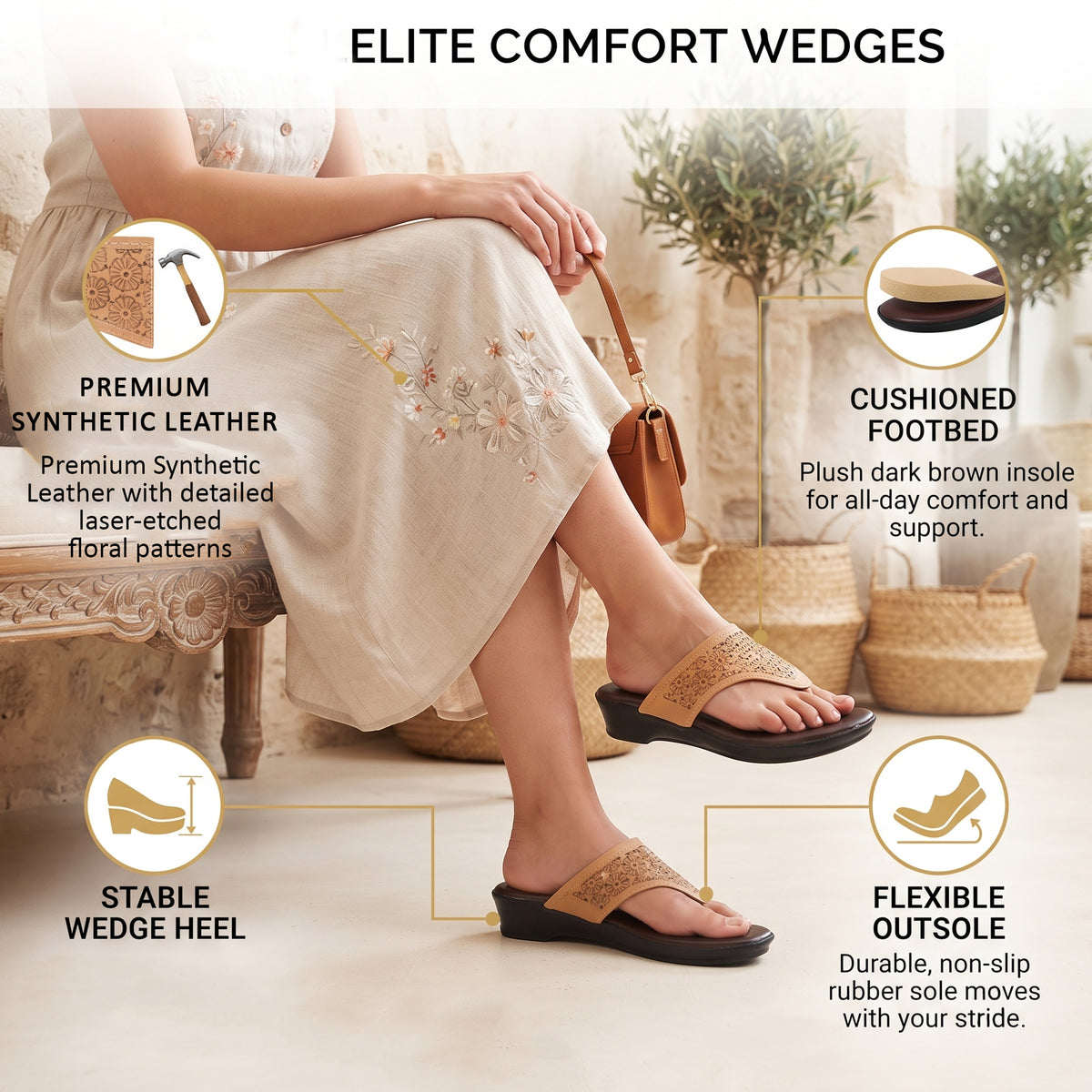 AJANTA Stylish Embellished Comfort Sandals For Woman | Lightweight Daily Wear Slip-On Flats for Women & Girls | Comfortable Casual Fashion Footwear For Office, Special Occasion, Wedding Party & Outing