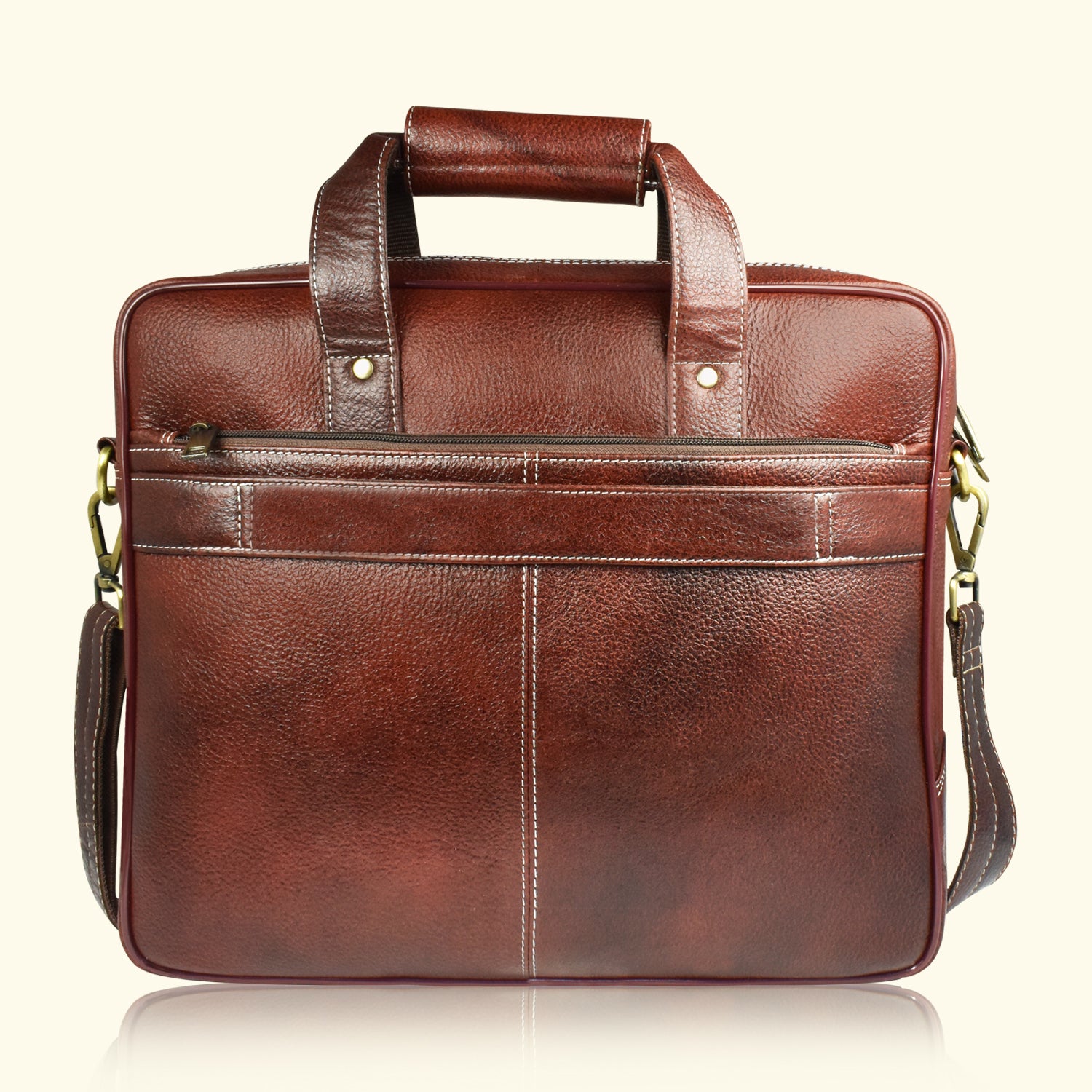 AJANTA 15.4-Inch Premium Leather Laptop Messenger Bag, Durable Office Briefcase with Adjustable Shoulder Strap for Men JB5004