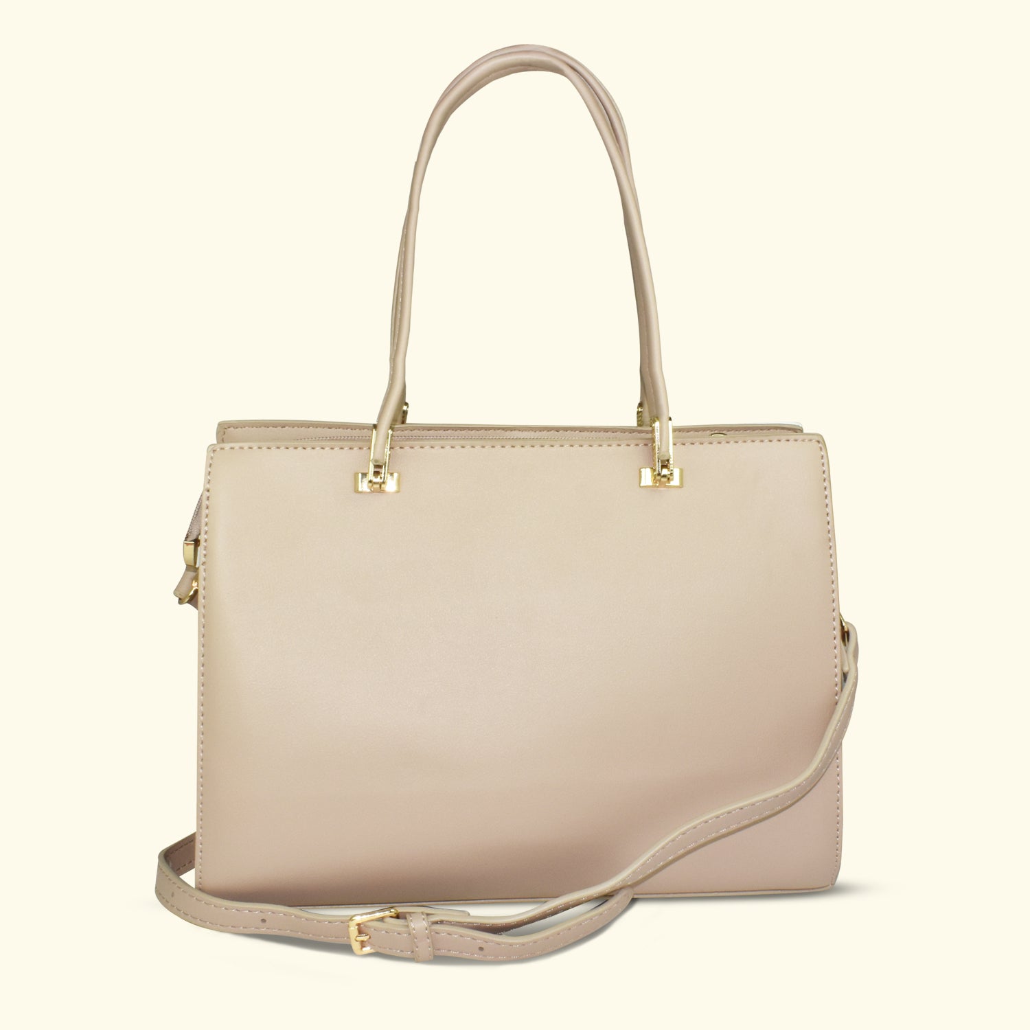 QIARRA by Ajanta Beige Synthetic Handbag for Women | 2 Compartments | Detachable Sling Strap | Stylish Daily Use Bag-VB8014