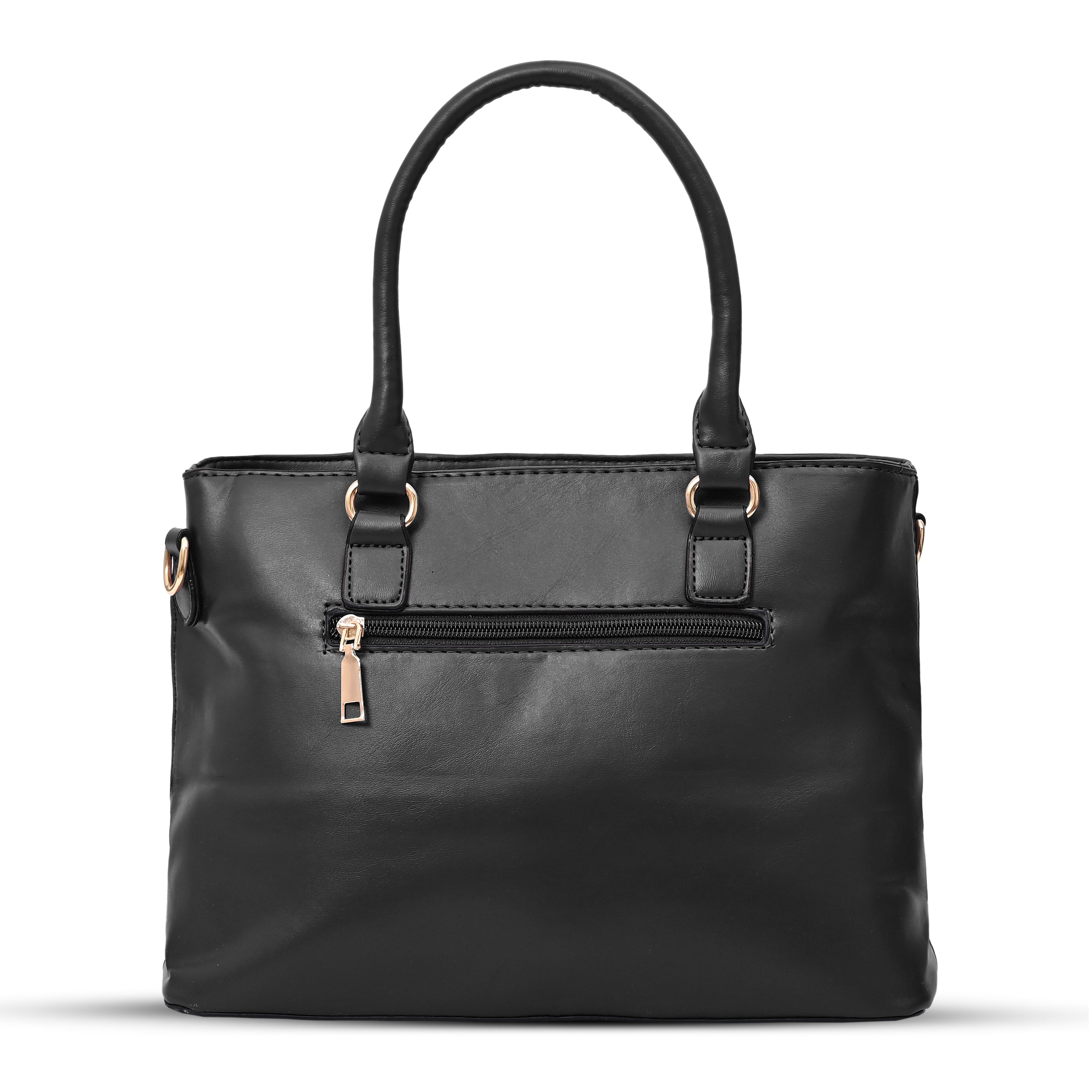 QIARRA Black Luxe Artificial Leather Premium Textured Shoulder Bag / Handbag with Detachable Slings VB8070