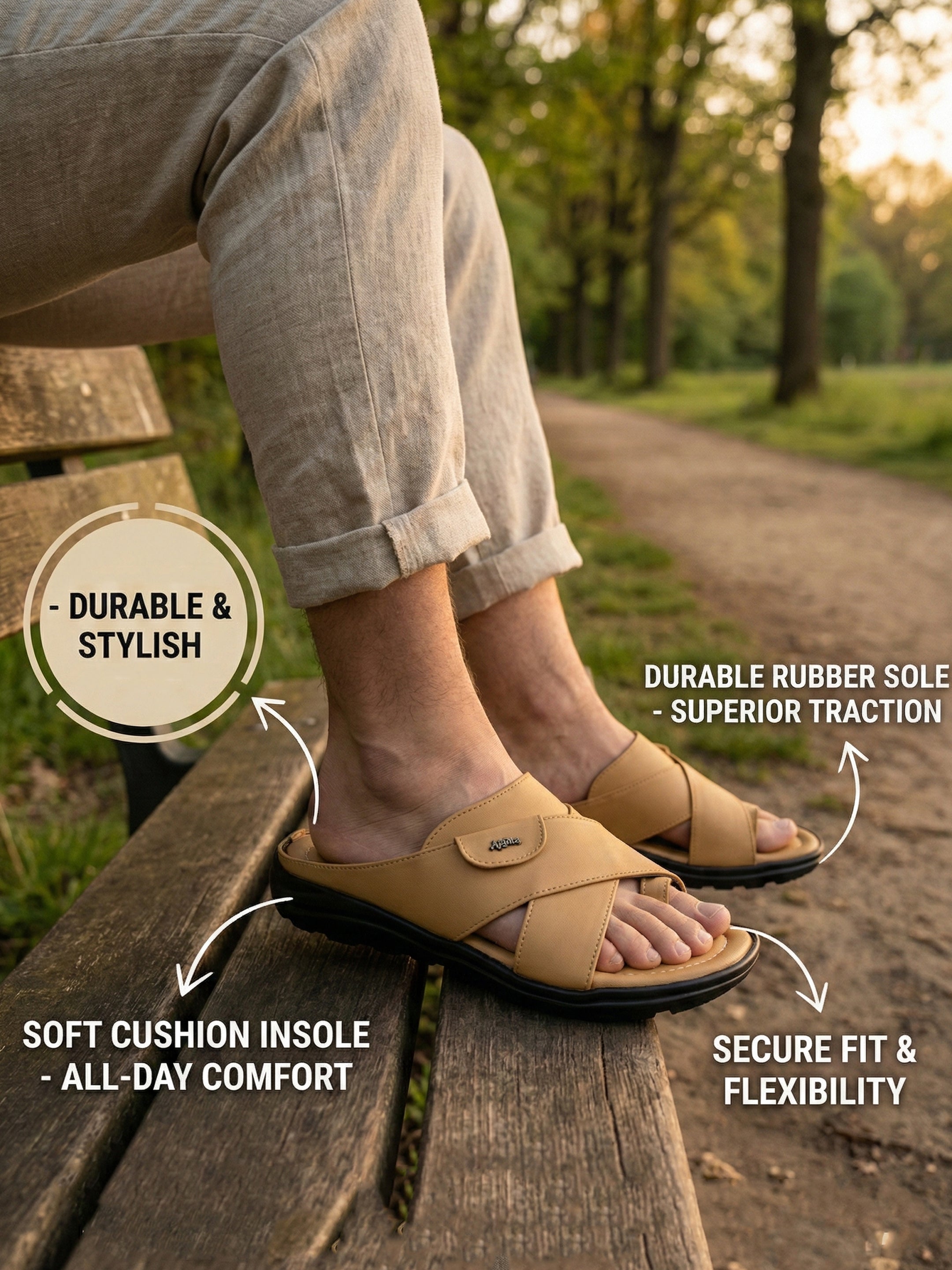 Ajanta Men’s Casual Waterproof Slip-On Sandals