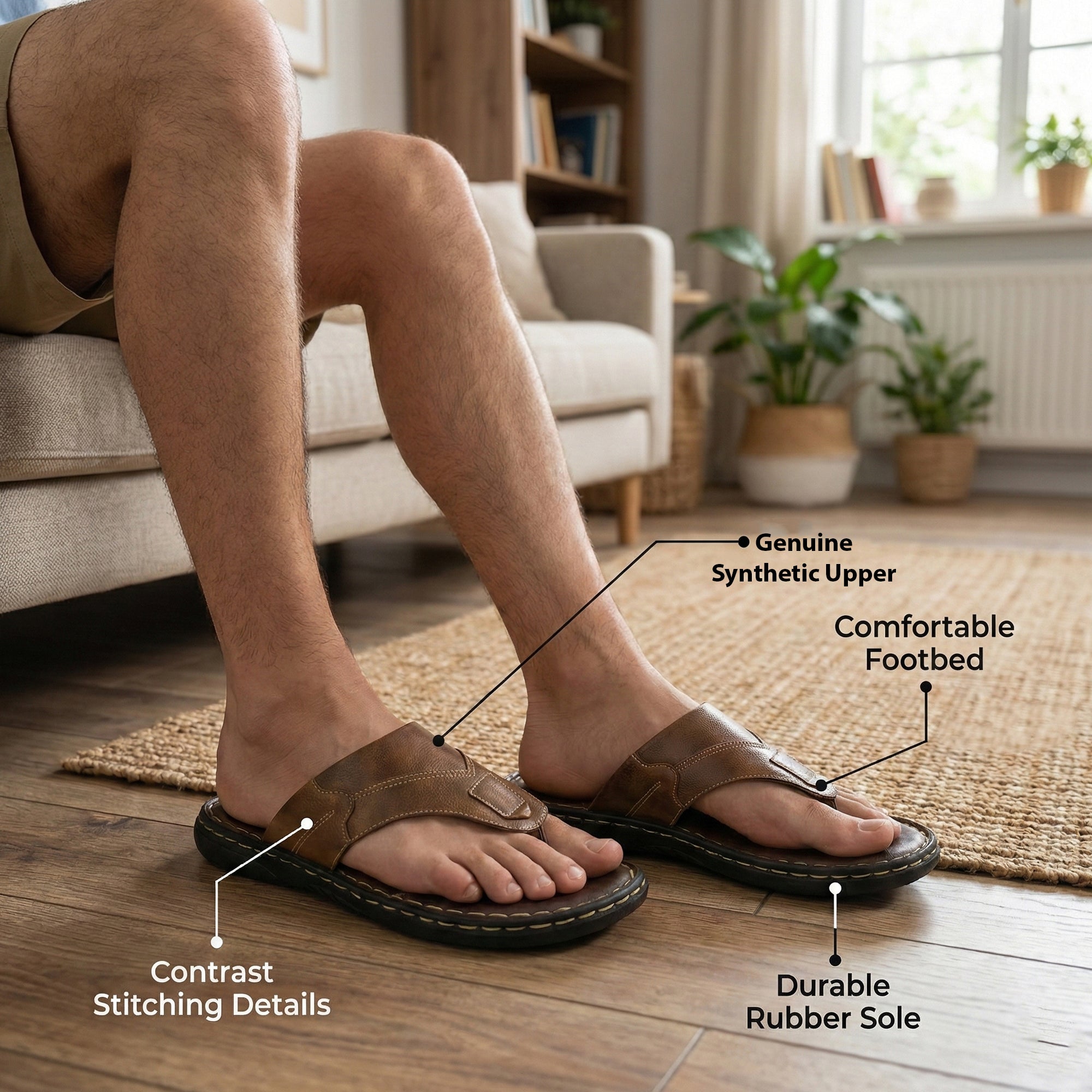 Ajanta Men’s Slip-On Soft Cushioned Sandals