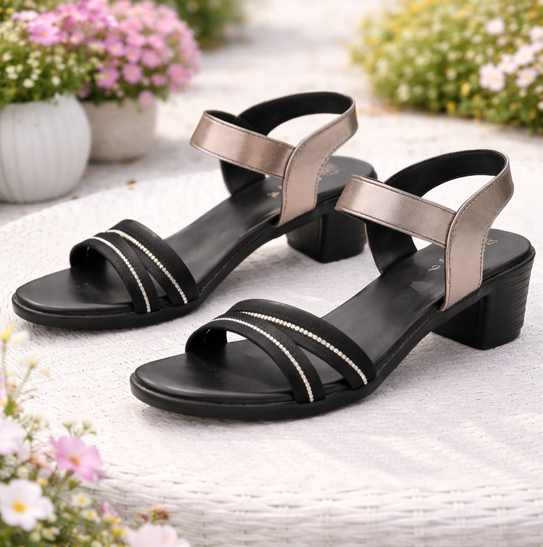 Ajanta Women Black Stylish Heel Sandal