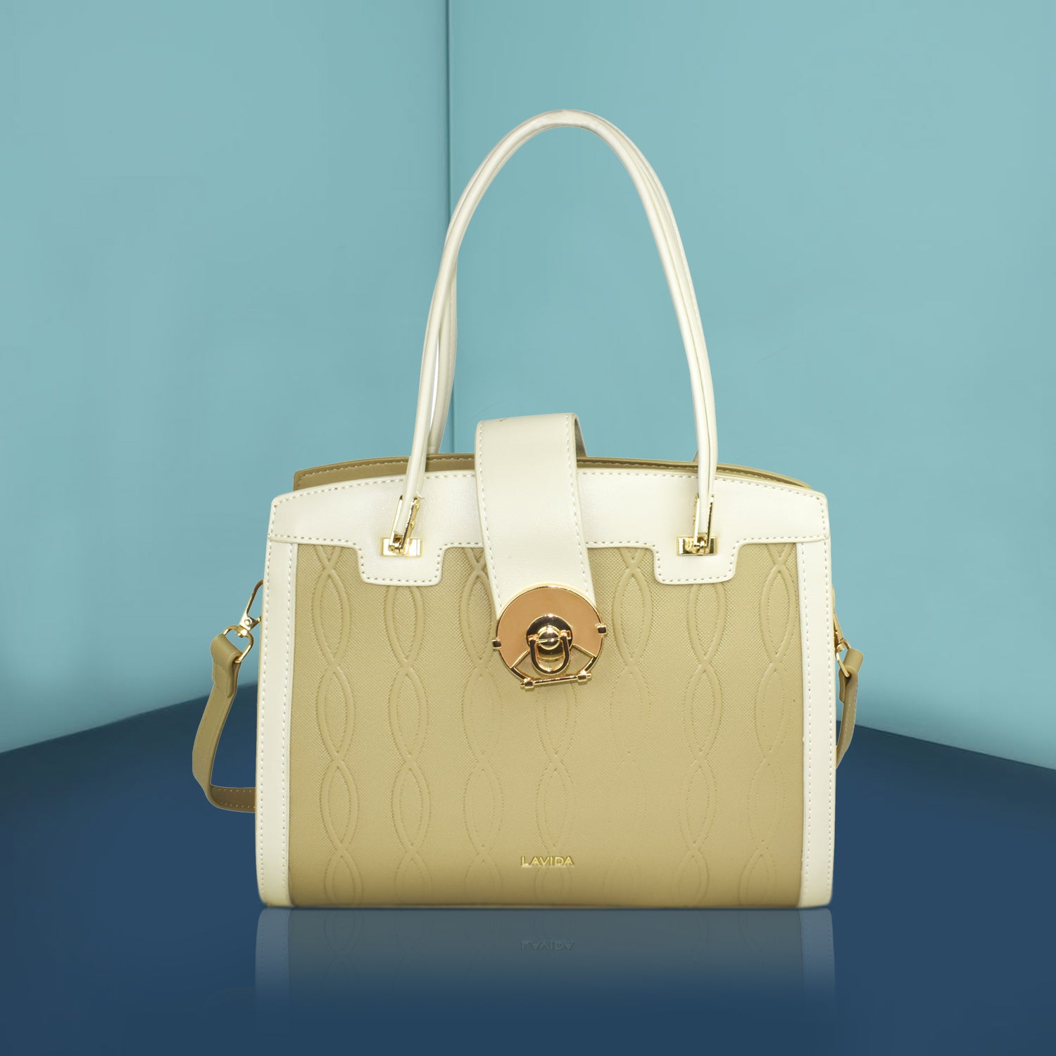 QIARRA by Ajanta Beige Synthetic Sling Bag for Women | 2 Compartments | Buckle Lock | Zipper Chains | Handle Detachable Sling Strap-VB8017