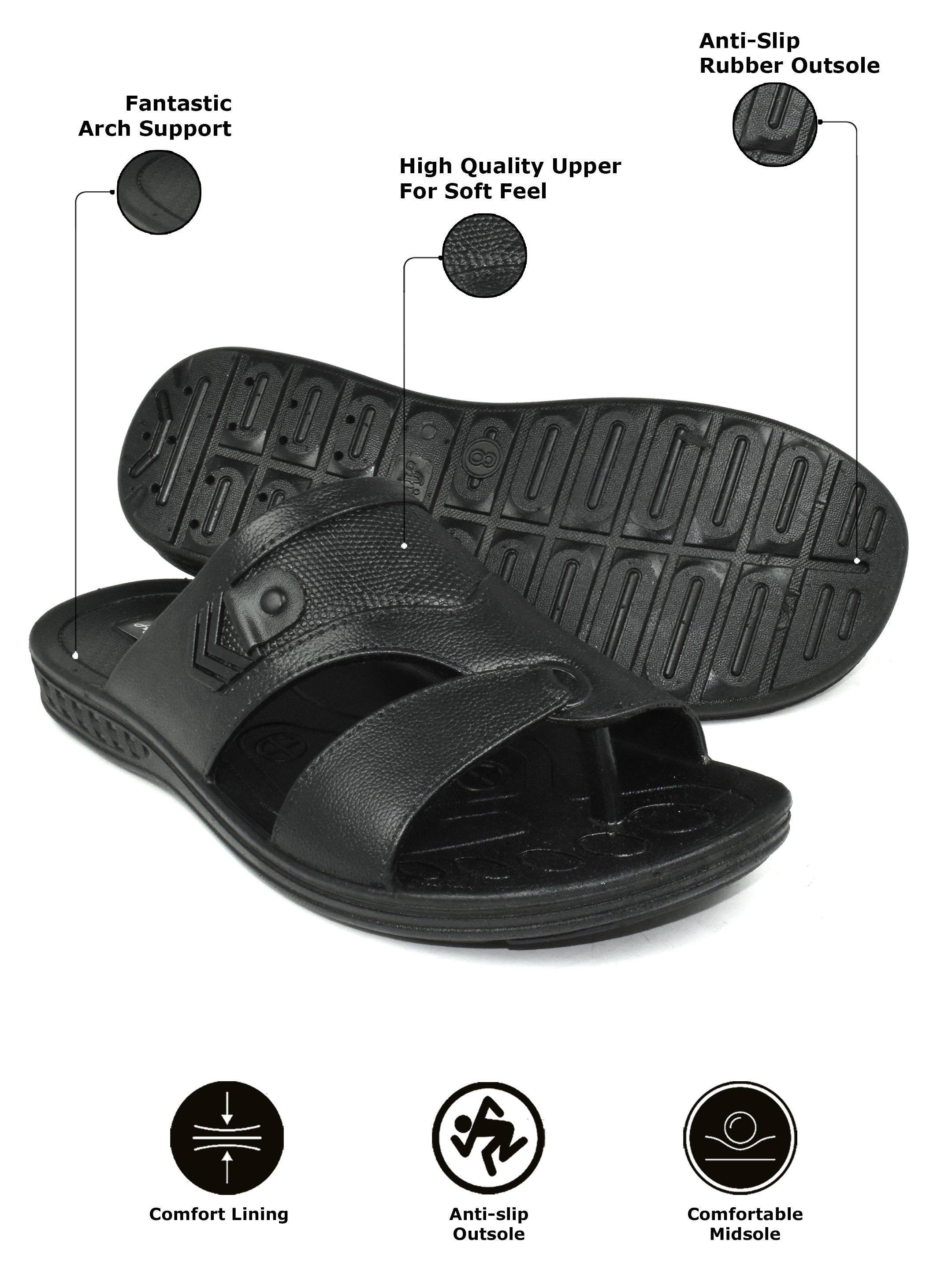 Ajanta Men’s Black Waterproof Anti-Slip Sandal