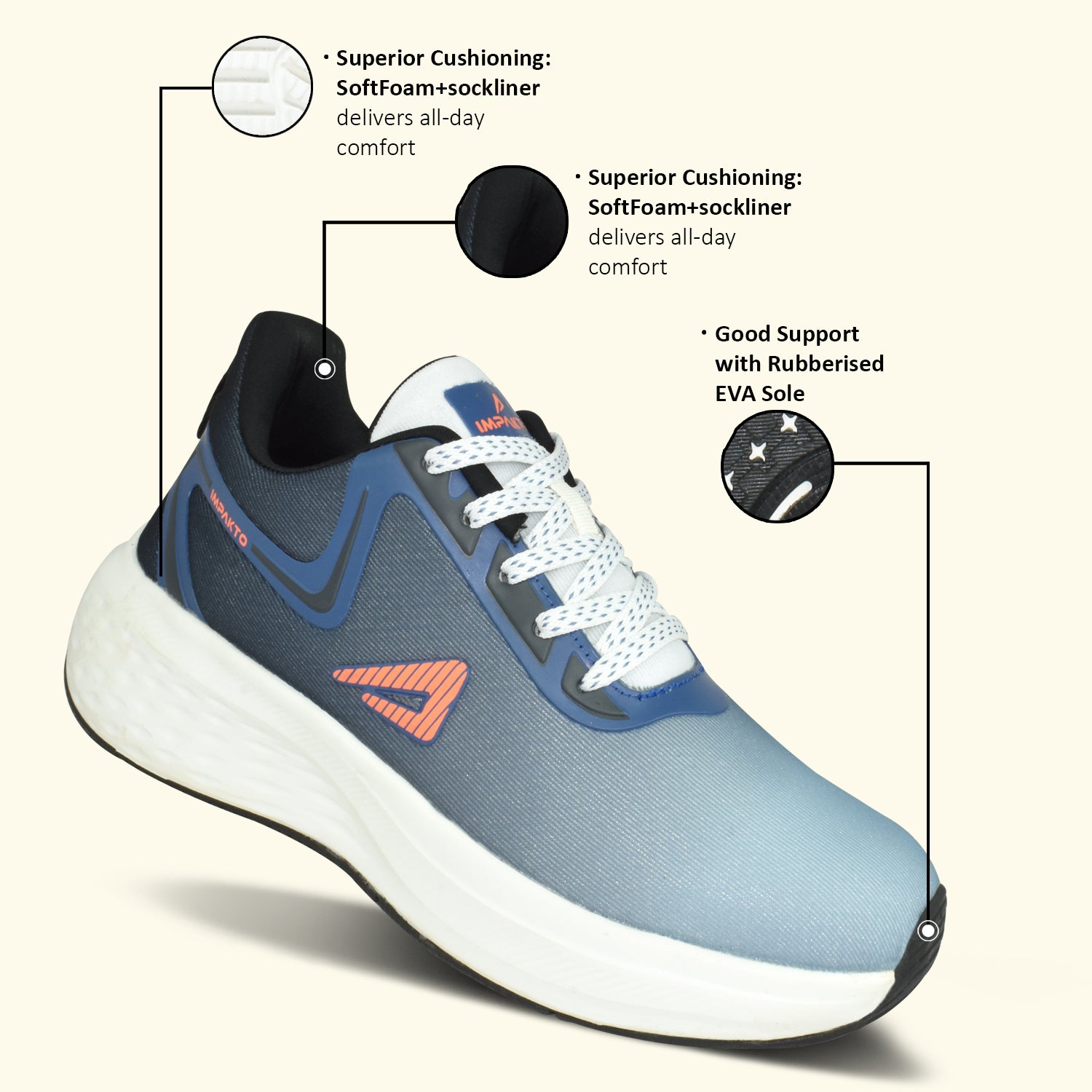 Impakto by Ajanta Men’s Blue Walking Shoes