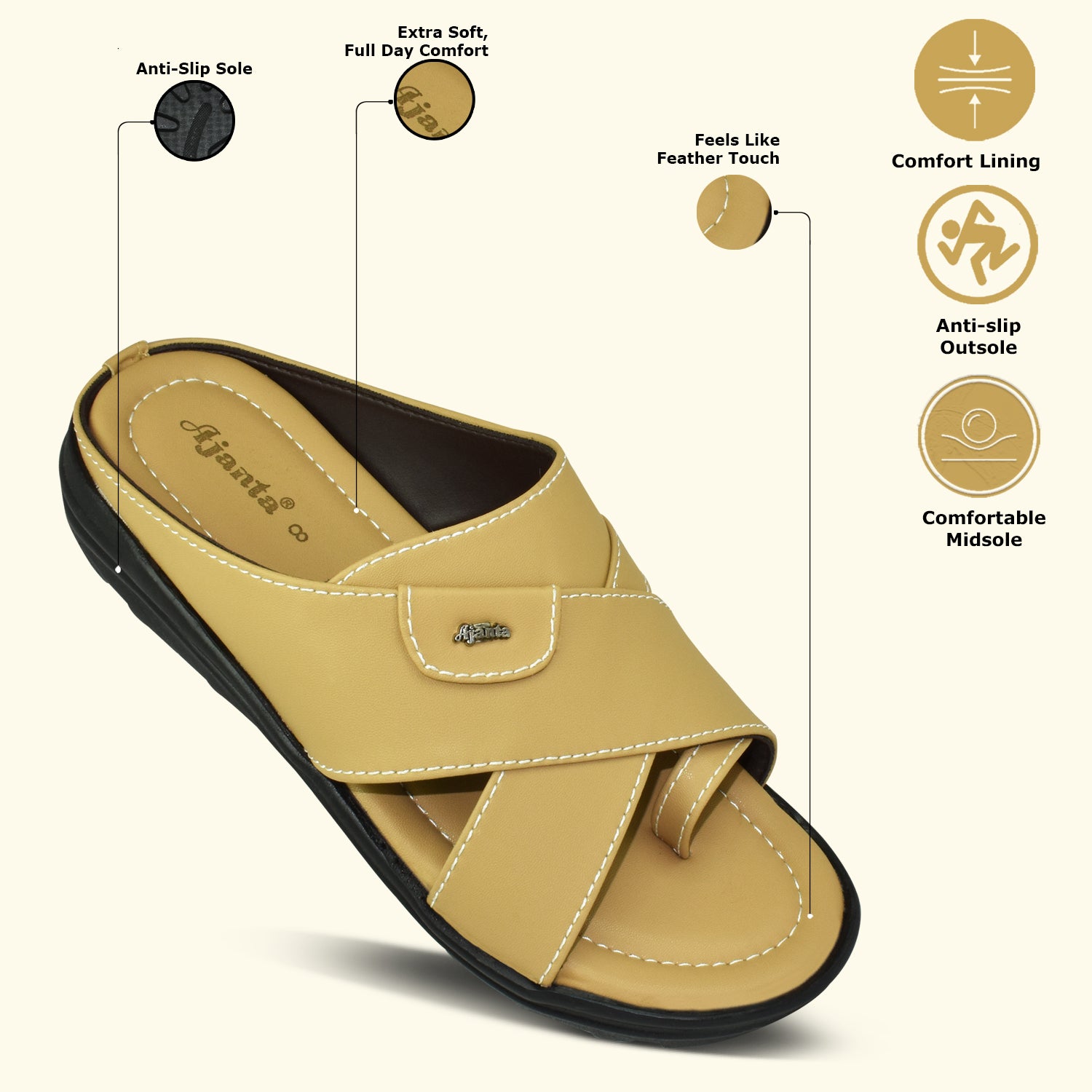 AJANTA Men Flats Sandal / Casual-Look Men’s Sandals / Classic Slip-On Sandal CG0847