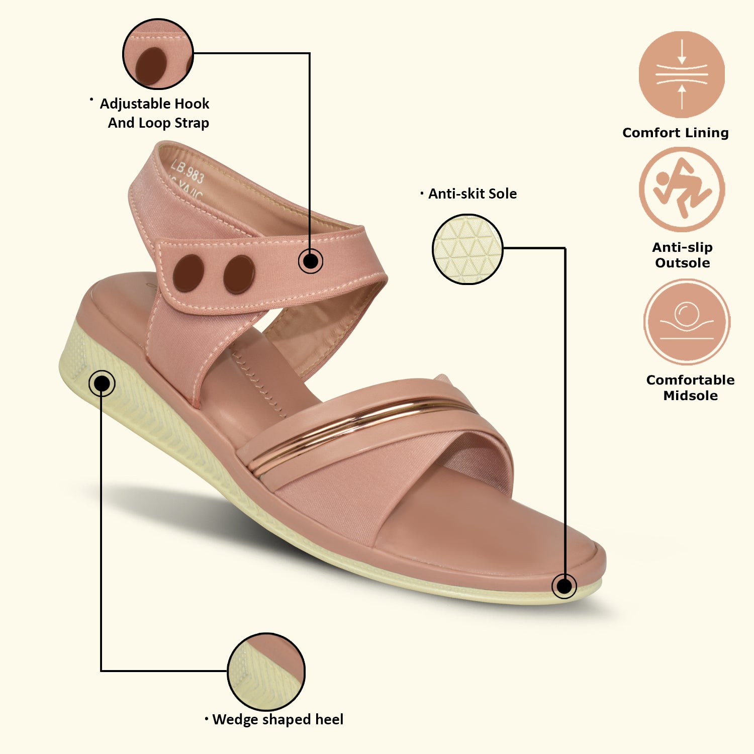 Ajanta Women's Sandals with Adjustable Ankle Strap