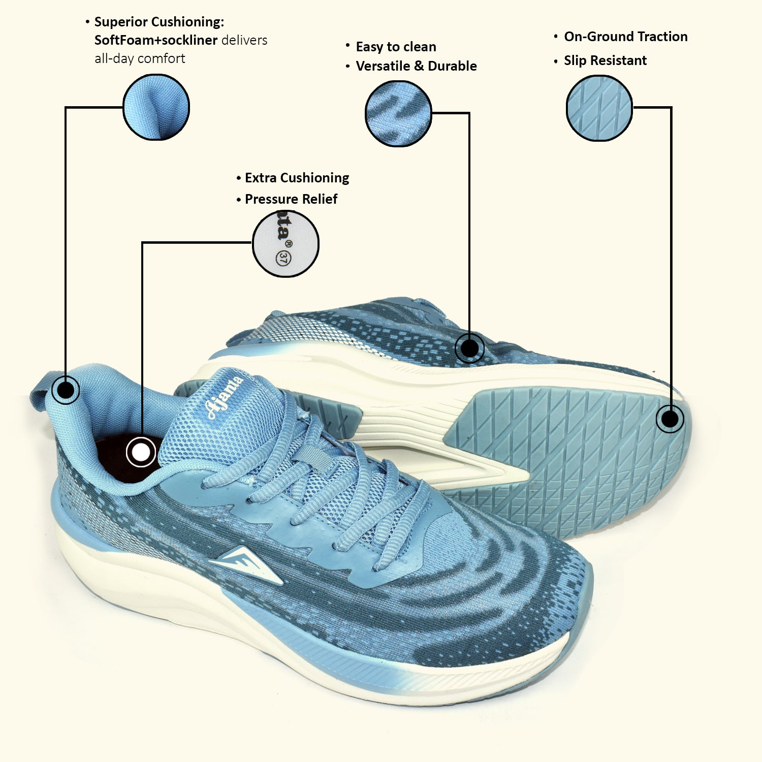 Ajanta Echo Glide Lightweight Sports Shoes for Training and Daily Workouts