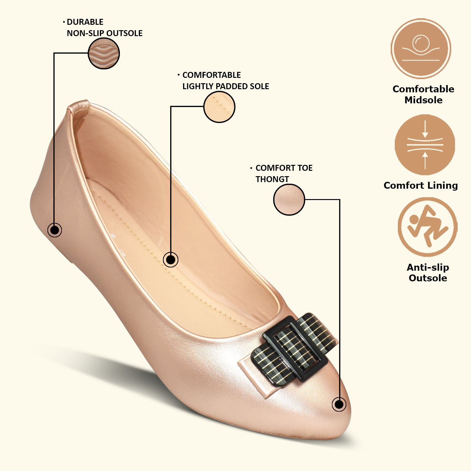 Ajanta Women's Slip On Bellies Stylish & Comfortable Ballerinas for Party Wear